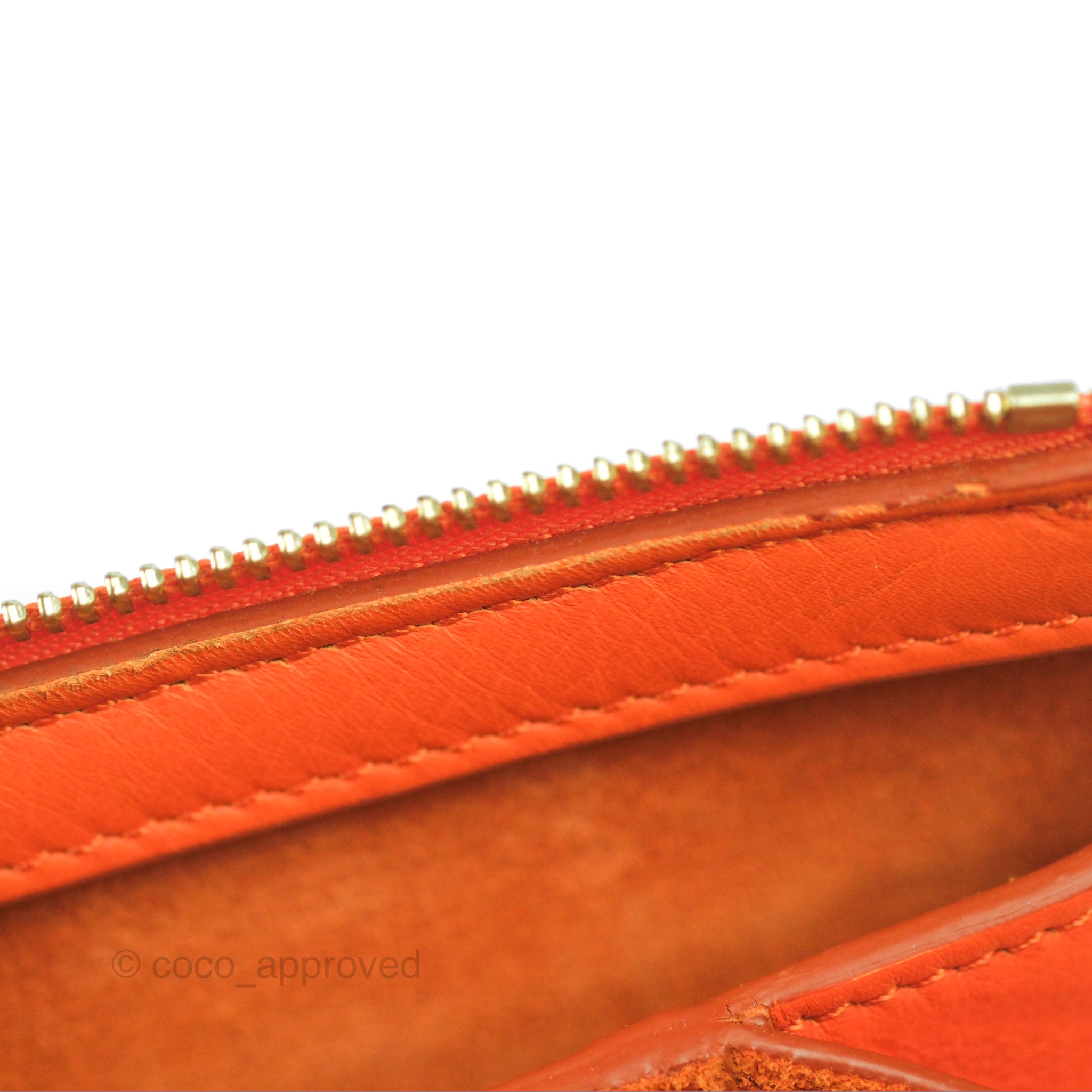 Celine Tri Fold Clutch on Chain - Orange Calfskin Leather Crossbody Bag for Women | Perfect for Evening Parties, Date Nights & Special Occasions