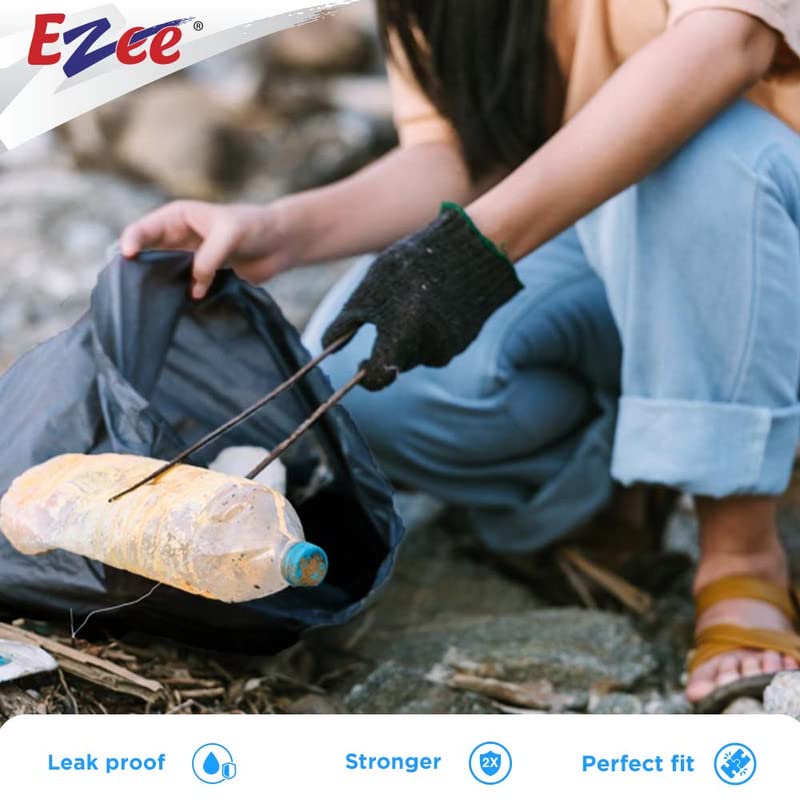 Ezee Black Heavy Duty Trash Bags 90 Count - 19x21 Inch Medium Size Garbage Bags for Kitchen, Bathroom & Office Waste Bins (Pack of 3 x 30 Bags) | Durable & Leak-Proof for Everyday Use