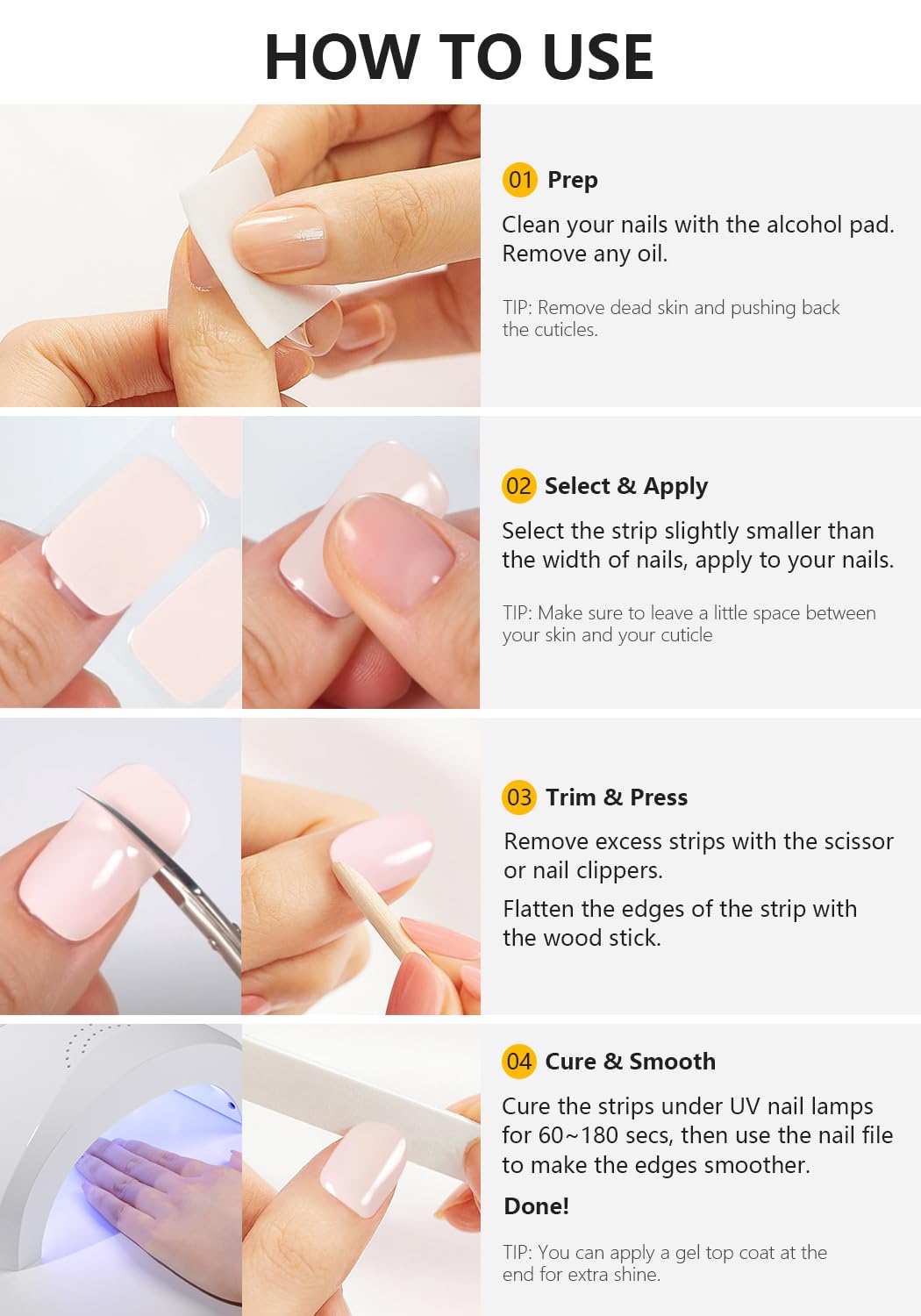 Semi Cured Gel Nail Strips - Butterfly Blue French Design (20 Pcs) | Salon Quality UV Gel Nail Wraps & Stickers | Long Lasting Manicure | Perfect for Home Nail Art, Parties & Special Occasions