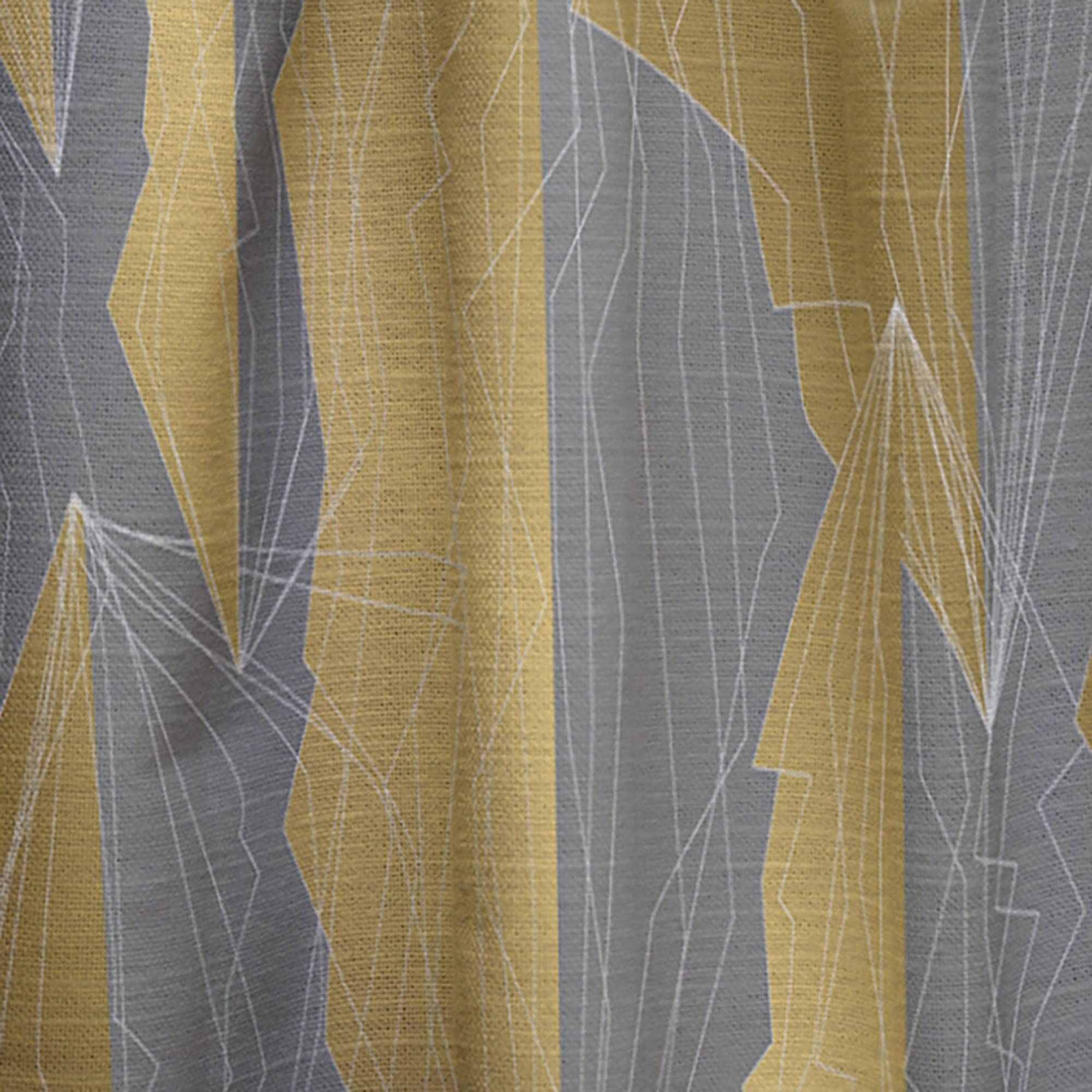 DesignQ Golden Polygon Pattern Thermal Insulated Curtains - Single Panel 52x90 Inches - Elegant Window Treatments for Bedroom & Living Room - Perfect for Blackout, Privacy & Energy Efficiency