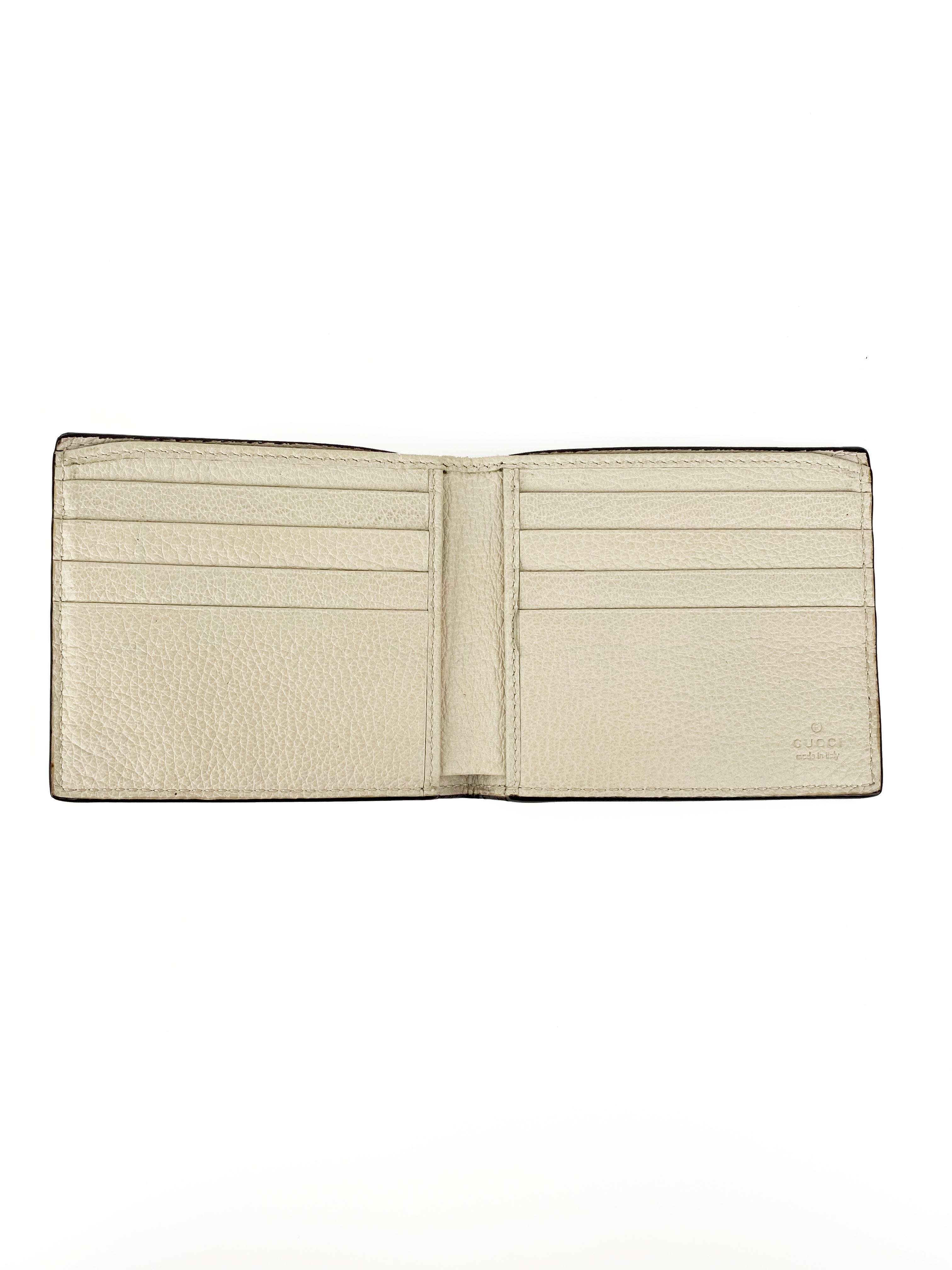 Gucci White Logo Bifold Wallet for Men - Genuine Leather Luxury Wallet with Card Slots & ID Window - Perfect for Everyday Use, Business & Travel