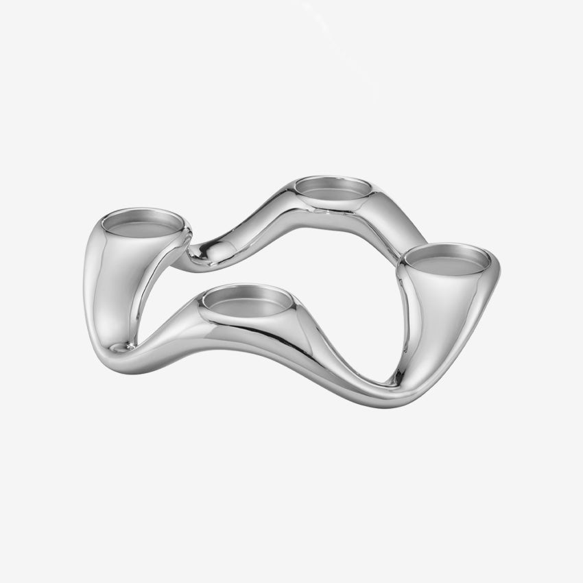 Georg Jensen Cobra Round Candle Holder - Modern Home Decor for Dining Table, Living Room & Wedding Centerpieces