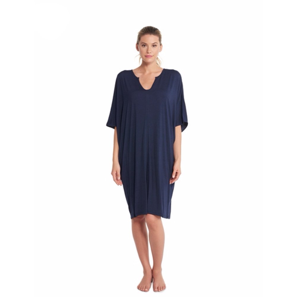 Barefoot Dreams Luxe Milk Jersey Short Caftan - Soft Lounge Dress for Women, Cozy Homewear, Beach Cover Up, Sleepwear & Relaxation Outfit