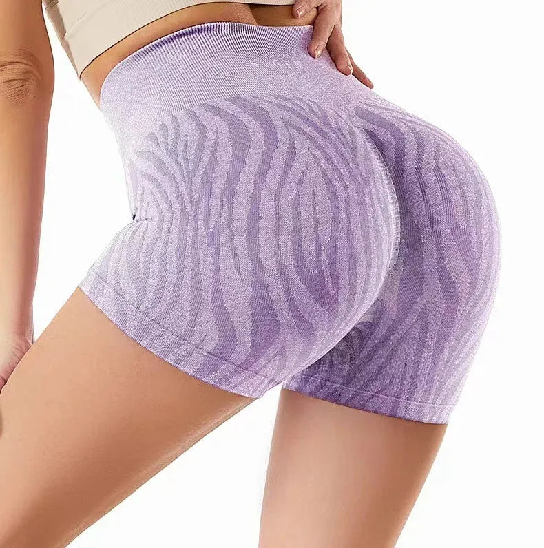 NVGTN Wild Thing Zebra Print Seamless Spandex Shorts for Women - High Waisted Elastic Fitness Shorts, Breathable & Hip Lifting - Perfect for Running, Yoga, Gym & Casual Wear