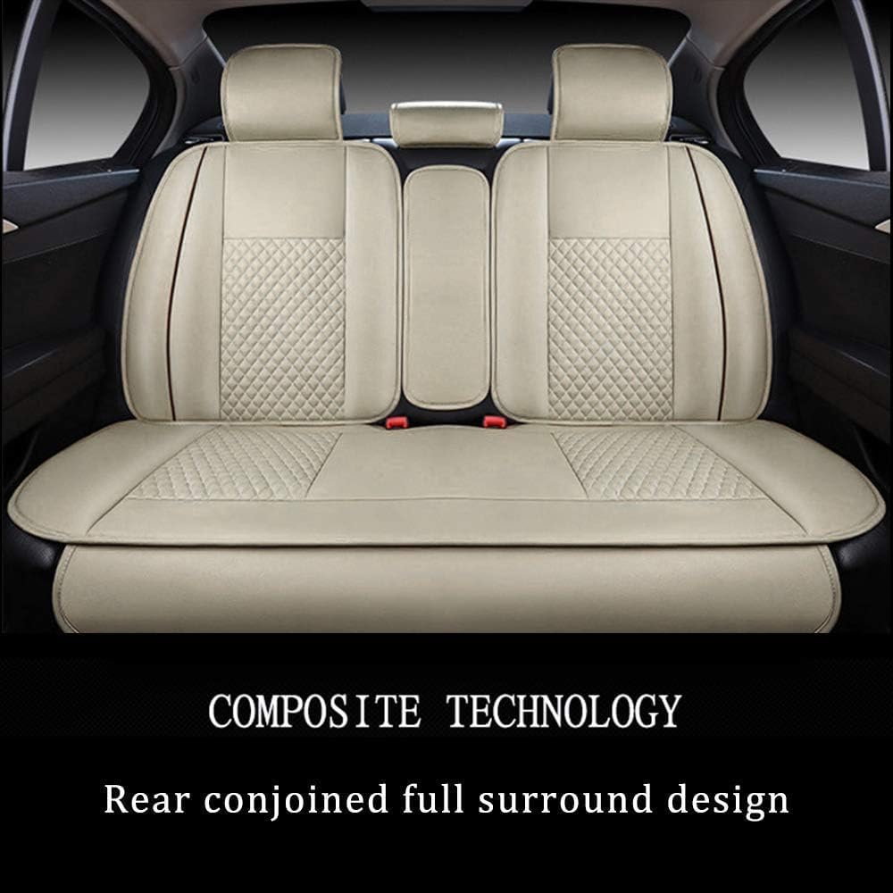 Premium PU Leather Car Seat Covers for Jaguar XJ XE XF - 5-Piece Set with Comfort Cushion & Needlework Design (Black/White) | Front Seat Protectors for Luxury Sedans | Perfect for Daily Commute & Road Trips