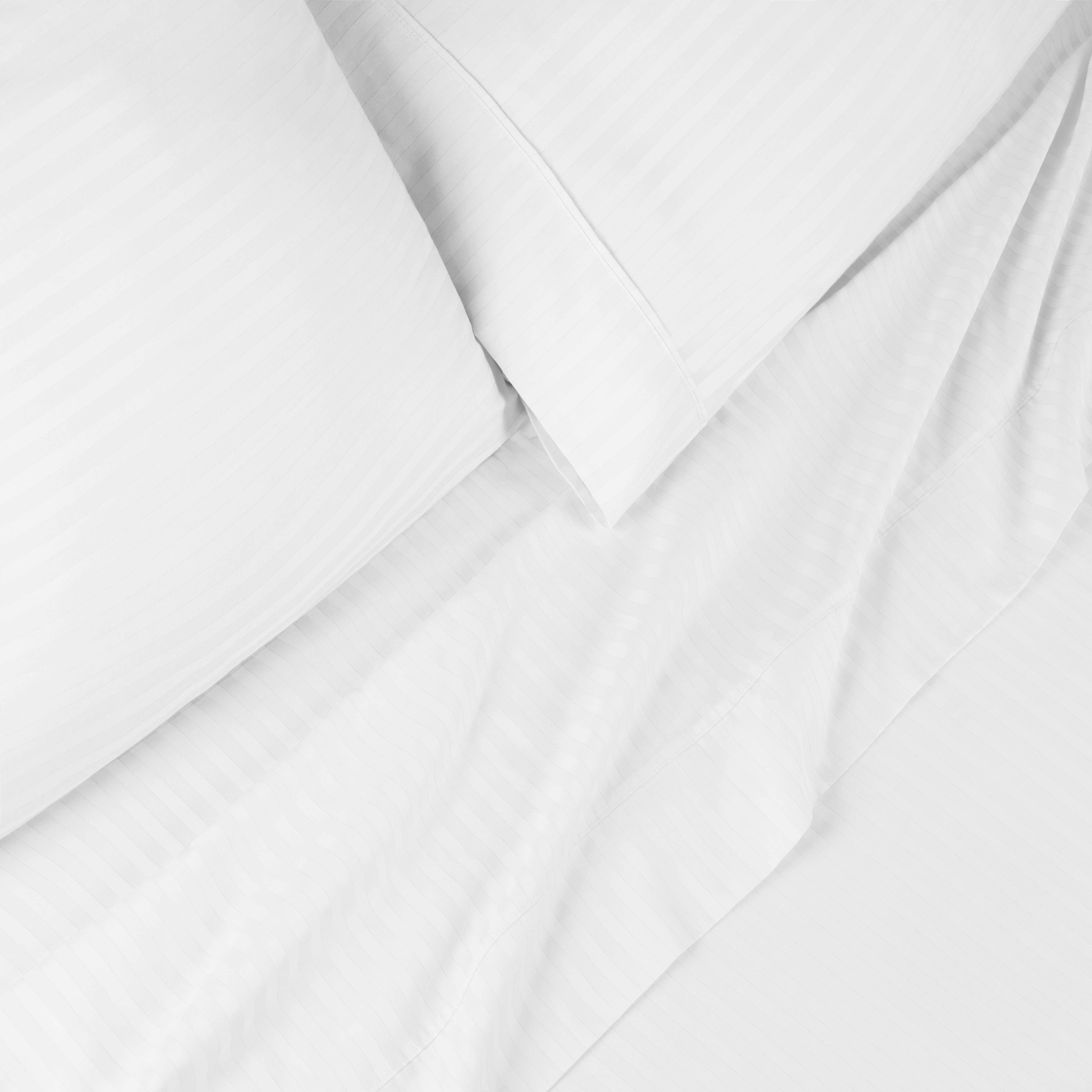 Premium 300 Thread Count Egyptian Cotton Sheet Set - Deep Pocket, Striped Design for Ultimate Comfort & Luxury - Perfect for Master Bedrooms, Guest Rooms & Hotels