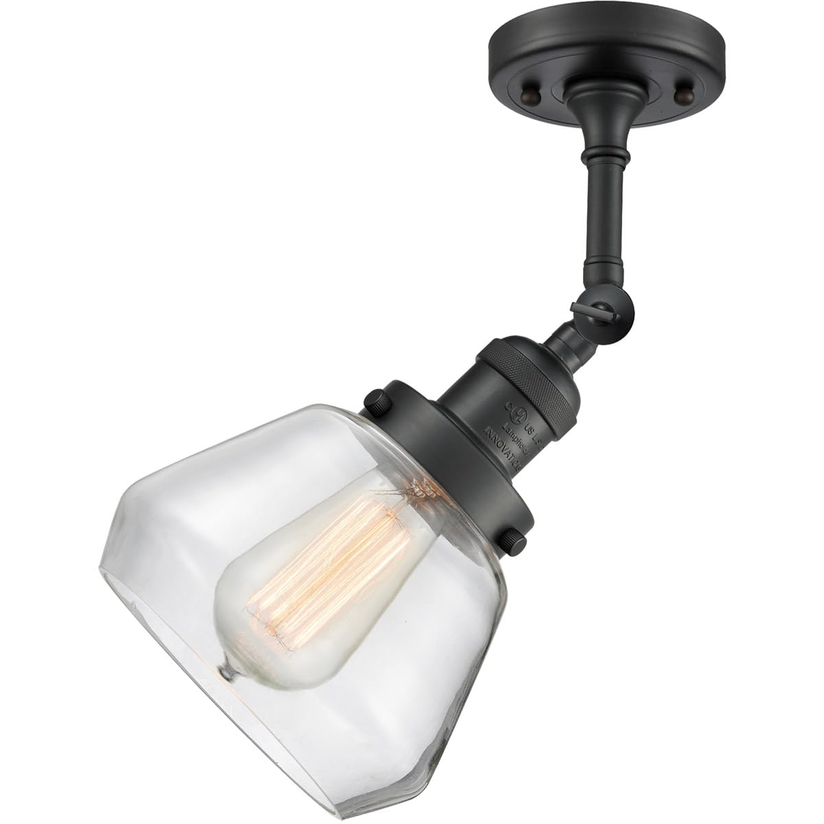 Innovations 201F-BK-G172-LED Modern LED Semi-Flush Mount Ceiling Light Fixture in Matte Black - Perfect for Bedroom, Kitchen, Hallway & Office Lighting