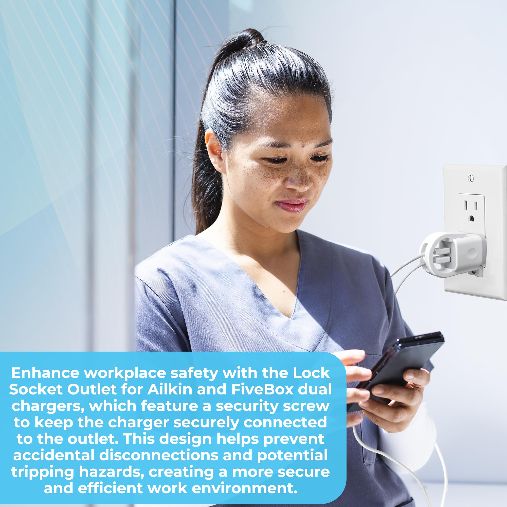 **Ailkin Dual Charger Lock Socket - Anti-Theft & Tug-Proof Charger Lock System with Security Screw | Secure Your EV Charger from Unplugging | Perfect for Home, Garage & Public Charging Stations**
