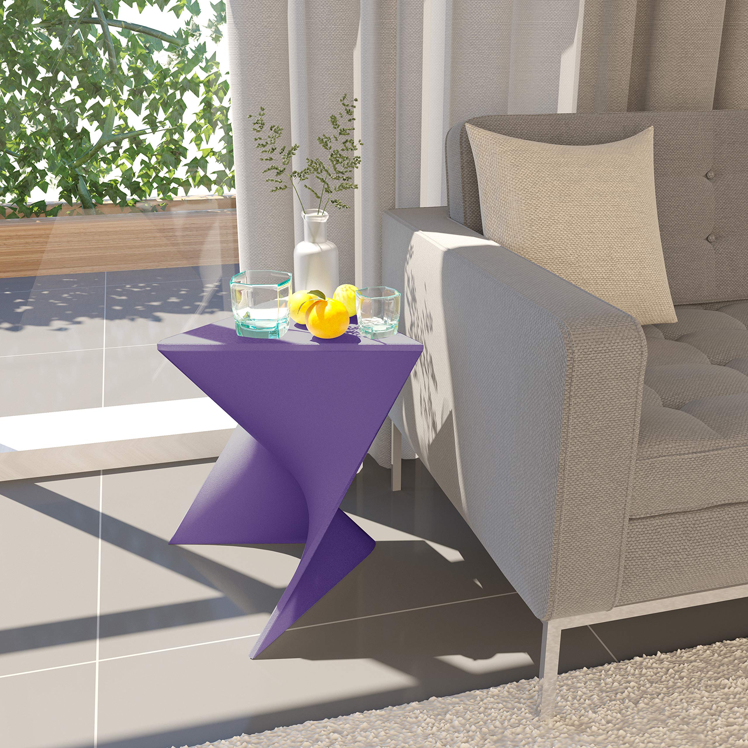 Modern Purple Accent End Table - LeisureMod Randolph Side Vanity Table for Living Room, Bedroom & Office Decor