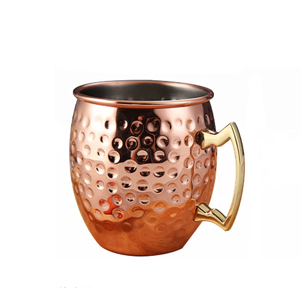 Handcrafted Solid Copper Moscow Mule Mugs with Stainless Steel Lining & Pure Copper Plating - Perfect for Cocktails, Beer, Water & Beverages - Ideal for Home Bars, Parties & Outdoor Gatherings