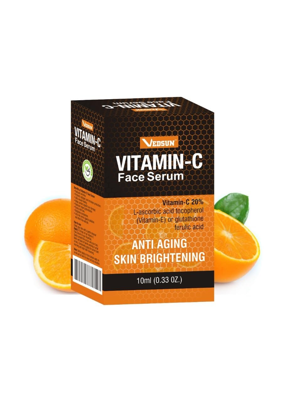 PA Vitamin C Face Serum - Pure & Natural Organic Brightening Serum for Skin, Anti-Aging & Glow (10ml) | Day & Night Skincare Routine, Perfect for Dry & Dull Skin