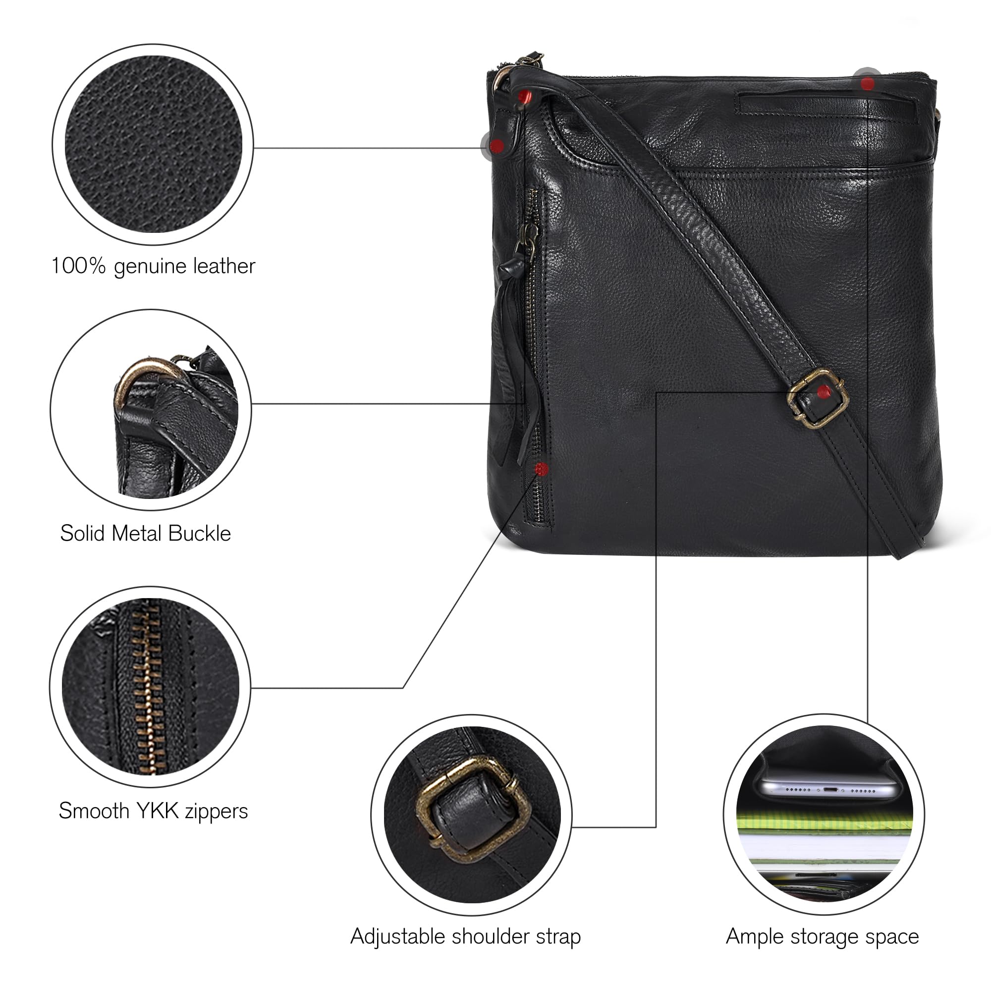 Stylish Leather Crossbody Bags for Women - Fashionable Sling Handbags & Medium Shoulder Purses - Perfect for Work, Travel & Everyday Use