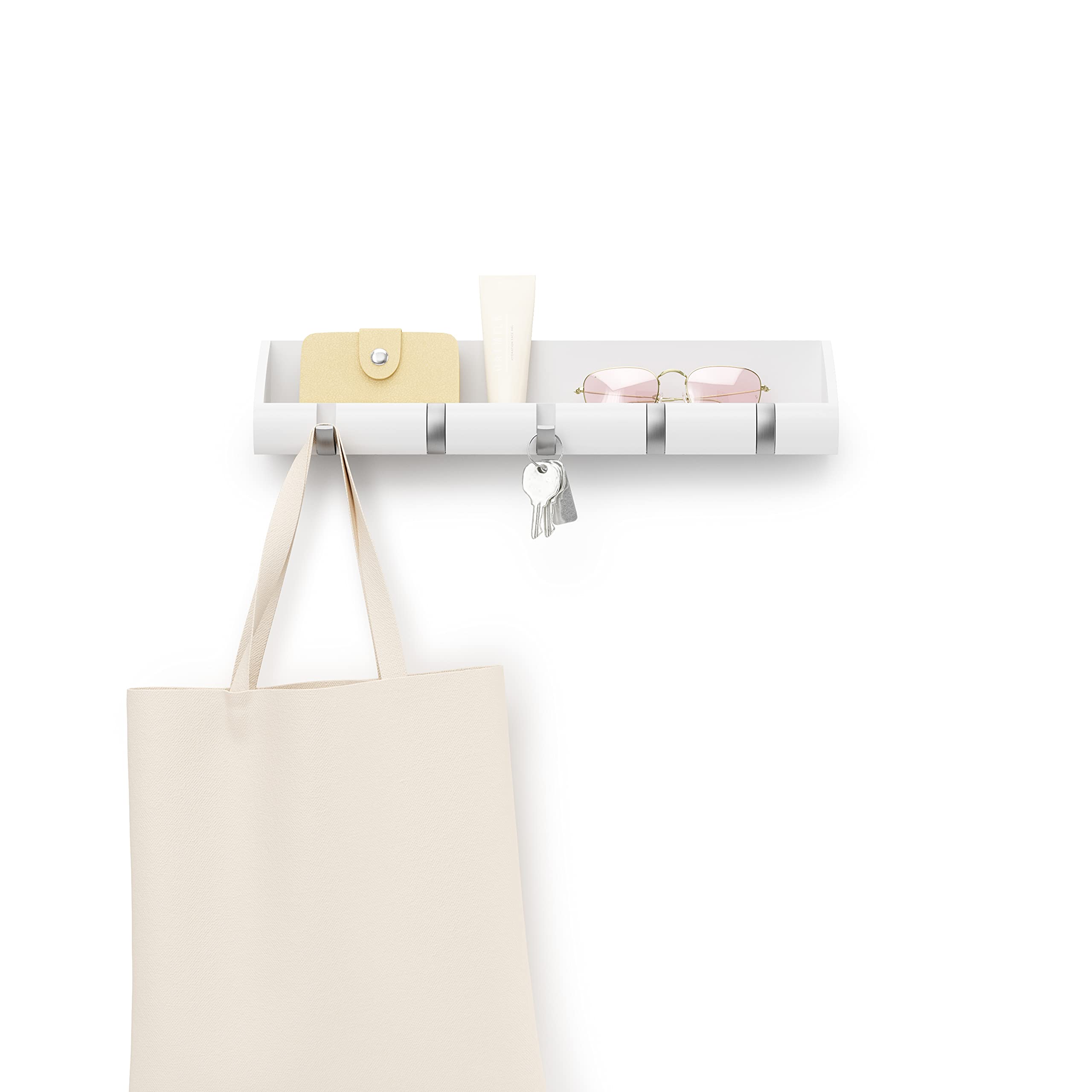 Umbra Cubby Wall Mount Entryway Organizer - White | Stylish Storage for Keys, Mail & Essentials | Perfect for Hallway, Foyer & Small Space Organization