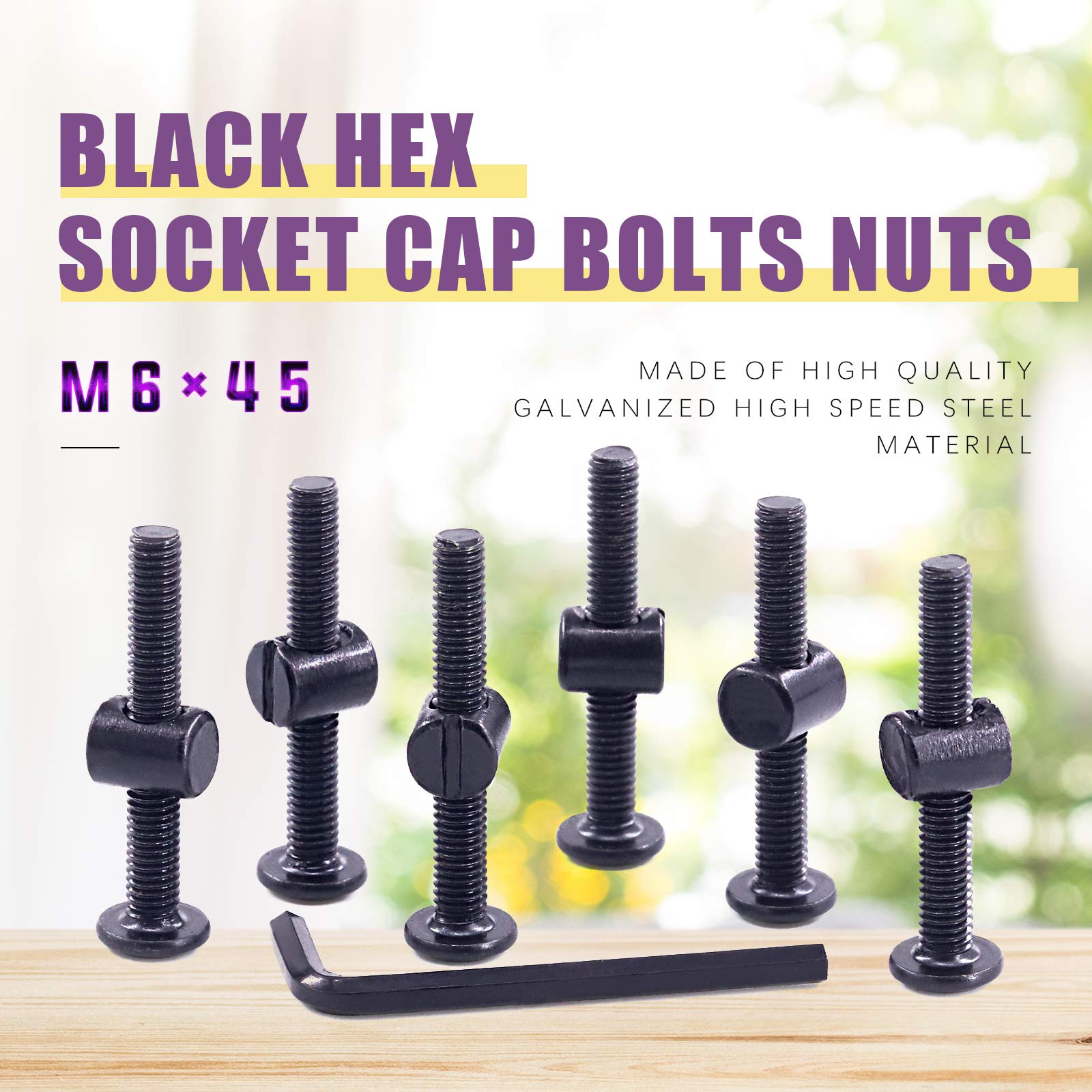 Swpeet 51Pcs M6x45mm Crib Screws Kit with Allen Wrench - Perfect for Baby Beds & Furniture Assembly