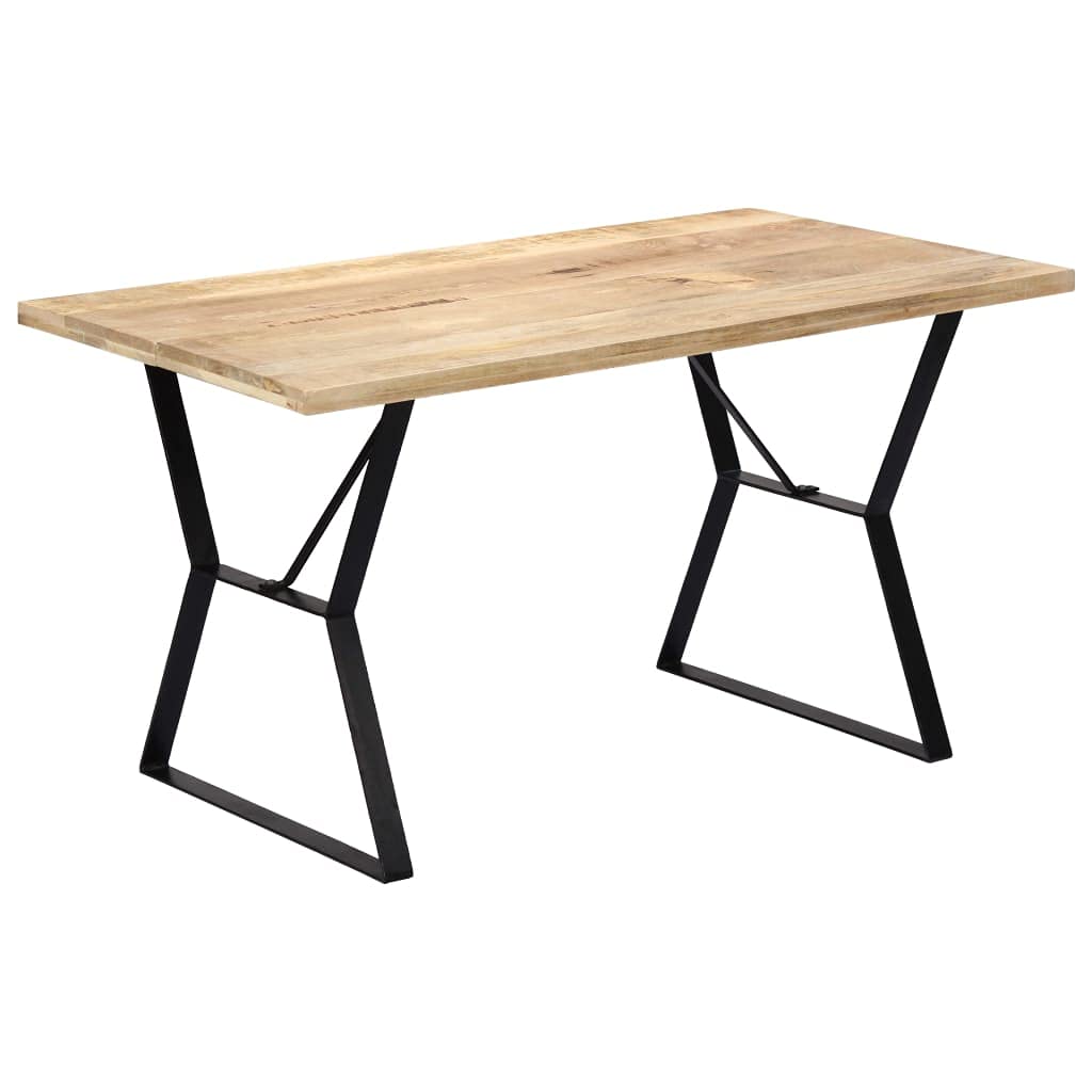 Handmade Solid Mango Wood & Steel Rectangular Dining Table 47.2