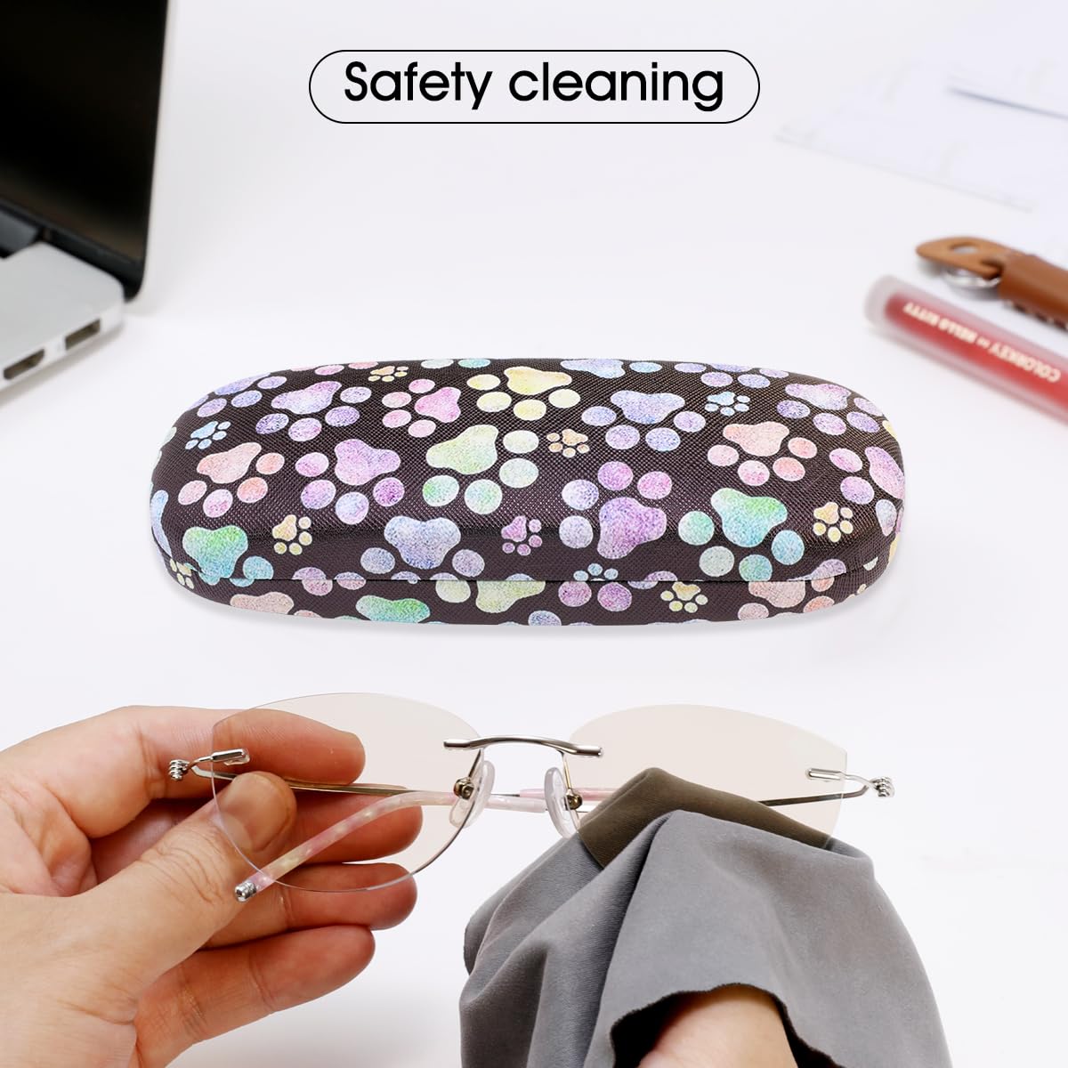 PERFECTSIGHT Hard Shell Eyeglasses Case - PU Leather Protective Glasses Holder for Women, Men & Kids - Durable Travel Eyewear Storage for Glasses, Sunglasses & Reading Glasses - Perfect for Office, School & Travel Accessories