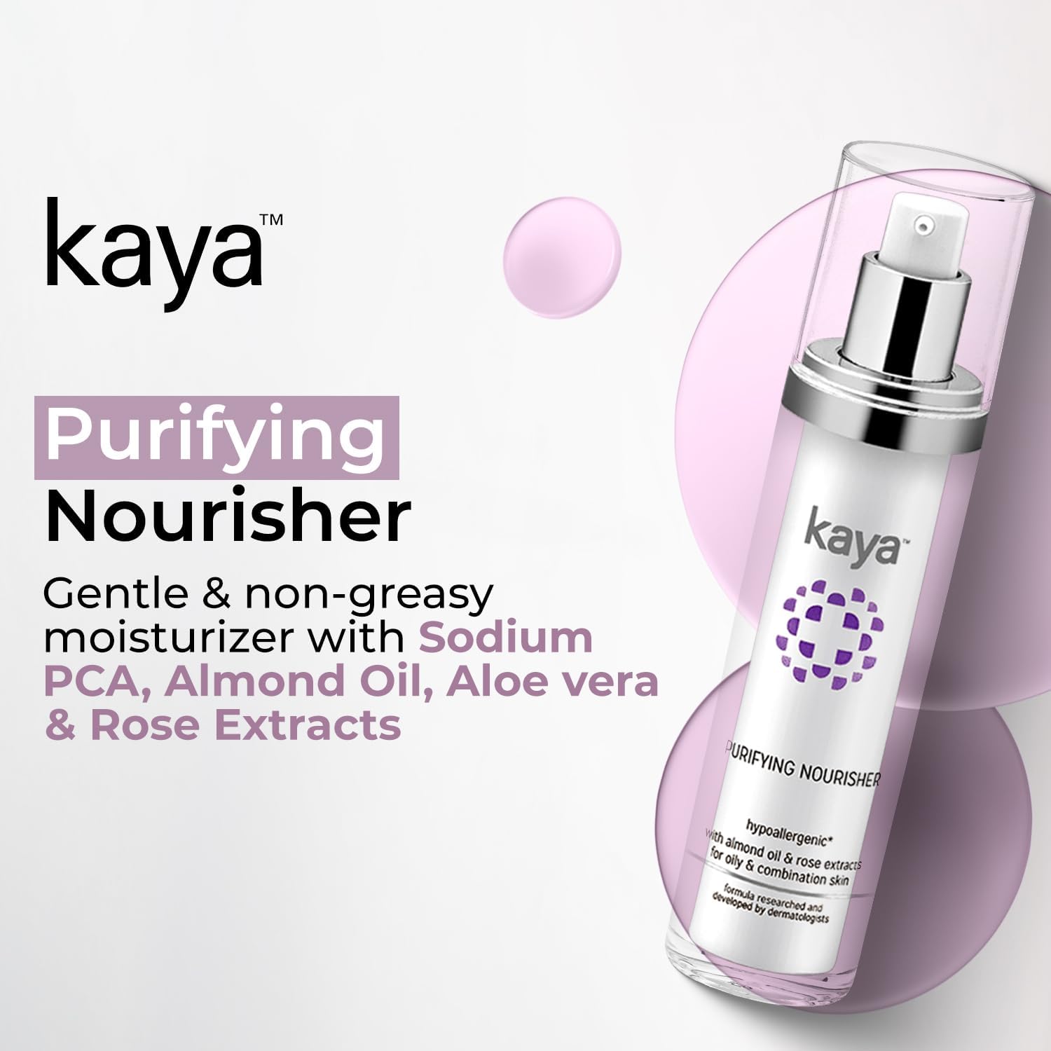 Kayae Acne Care Purifying Nourisher - Oil-Free Daily Moisturizer for Oily & Acne-Prone Skin | Gentle, Lightweight, Non-Greasy Formula | 50ml | Perfect for Day & Night Skincare Routine