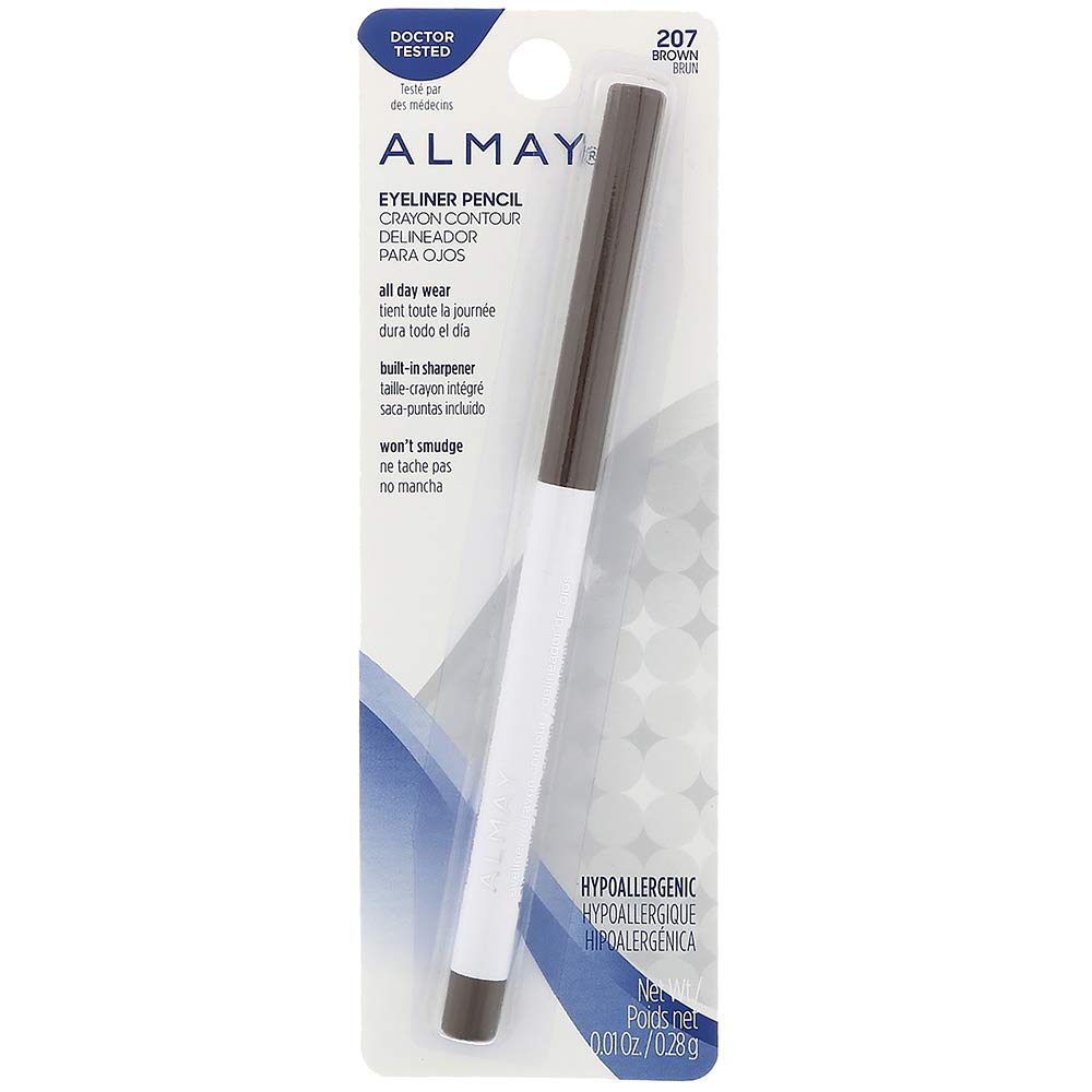 Almay Eyeliner Pencil - Soft Brown [207] - 4 Pack (0.01 oz Each) - Smudge Proof & Long Lasting for Everyday Makeup & Professional Looks