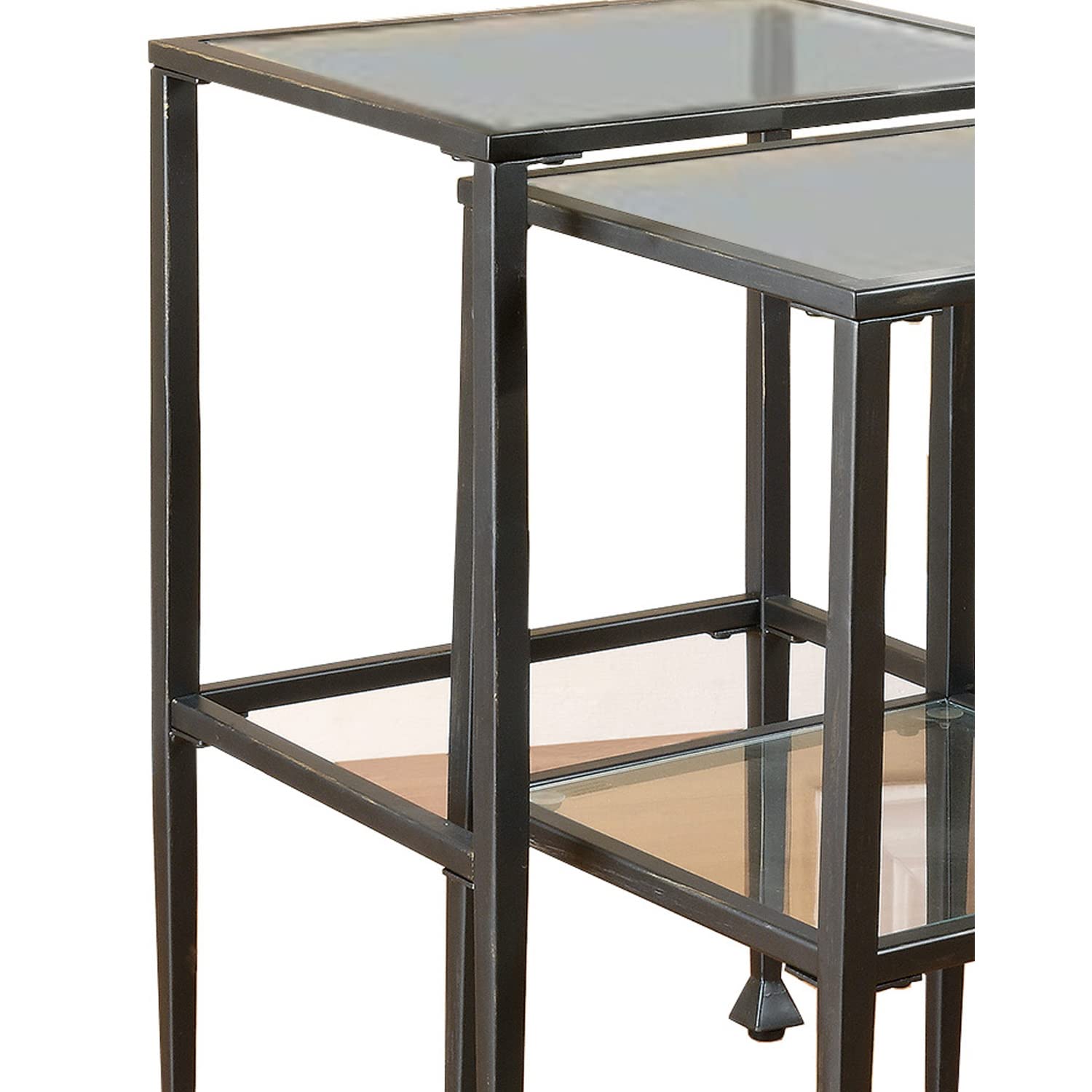 Benzara Modern End Table - Black & Clear Glass Accent Table for Living Room, Bedroom, or Office | Stylish Side Table with Sleek Design for Home Decor