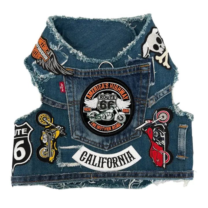 Biker 2.0 Denim Harness - Stylish Leather & Denim Motorcycle Accessory for Men & Women - Perfect for Riding, Fashion & Biker Events
