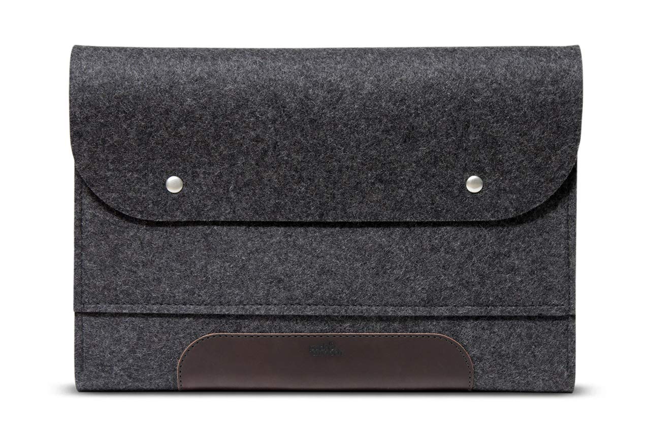 Premium Corriedale Wool & Leather Laptop Sleeve for 14