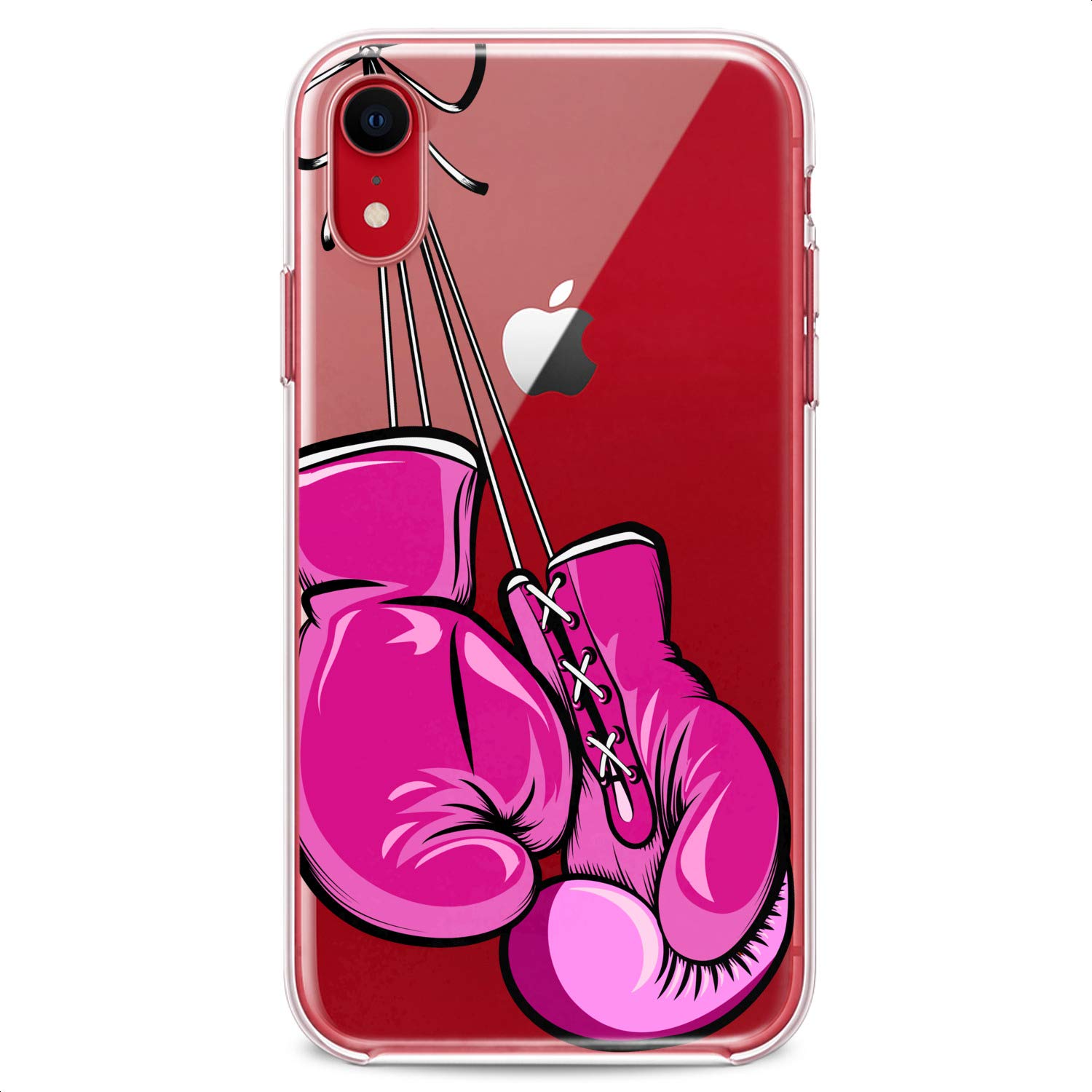 TPU Phone Case for iPhone 16/15/14/13/12/11 Pro Max/Plus/Mini/XS/XR/X/8+/7/6/5/SE - Cute Boxing Gloves Design, Clear Flexible Silicone Cover, Pink Sporty Slim Fit for Women - Perfect for Gym, Workout & Everyday Use