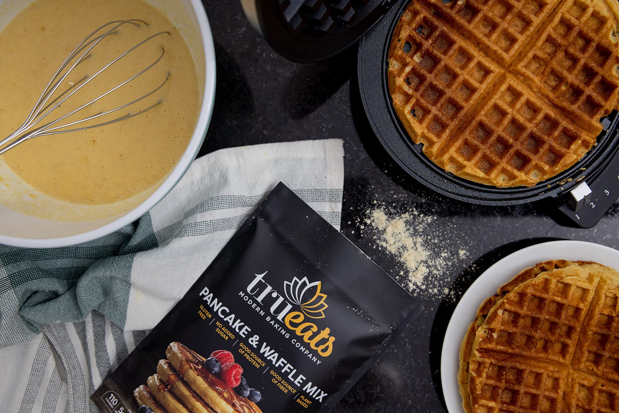 TruEats Pancake & Waffle Mix - Diabetic Friendly, High Protein & Fiber, Low Glycemic, Gluten Free, No Sugar Added, Vegan & Dairy Free, Plant Based with Monk Fruit Sweetener | Perfect for Breakfast, Keto Diet & Healthy Lifestyle
