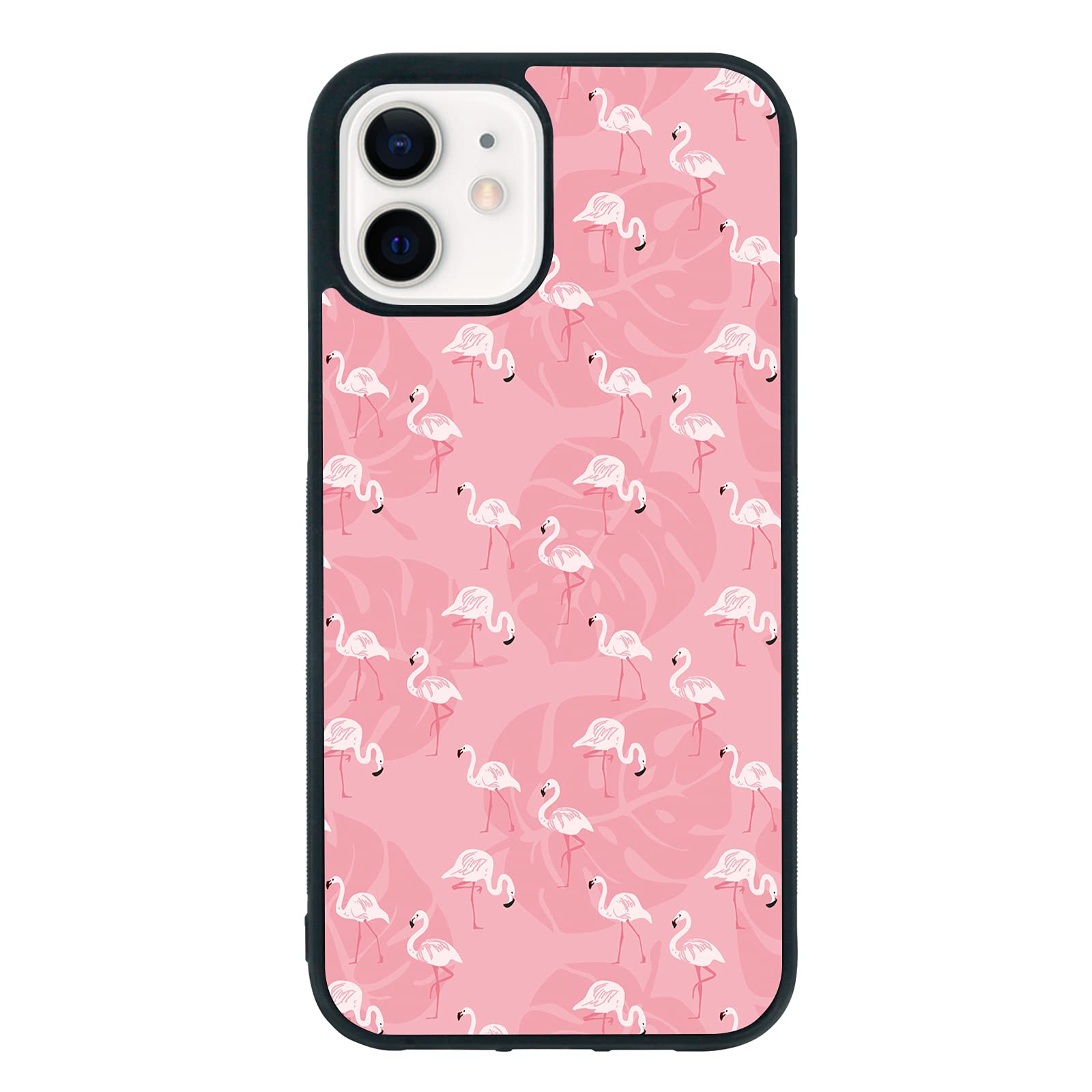 Pink Flamingo Shockproof Protective Phone Case for iPhone 12 Mini 5.4 Inch - Cute TPU Aluminum Cover for Women & Girls | Perfect for Summer Beach Trips, Pool Parties & Outdoor Adventures