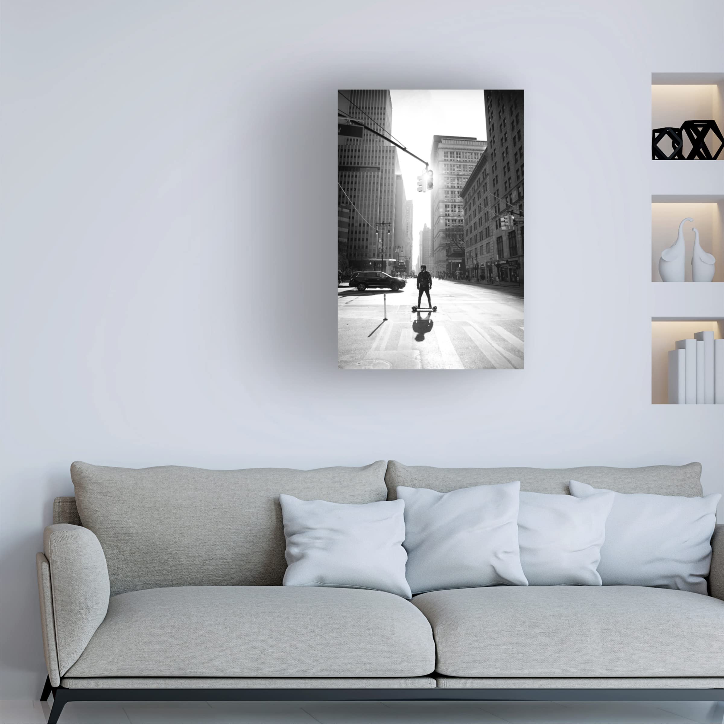 Trademark Fine Art 'Manhattan' Canvas Wall Art Print by Martin Froyda - Modern Cityscape Painting for Living Room, Office & Home Decor
