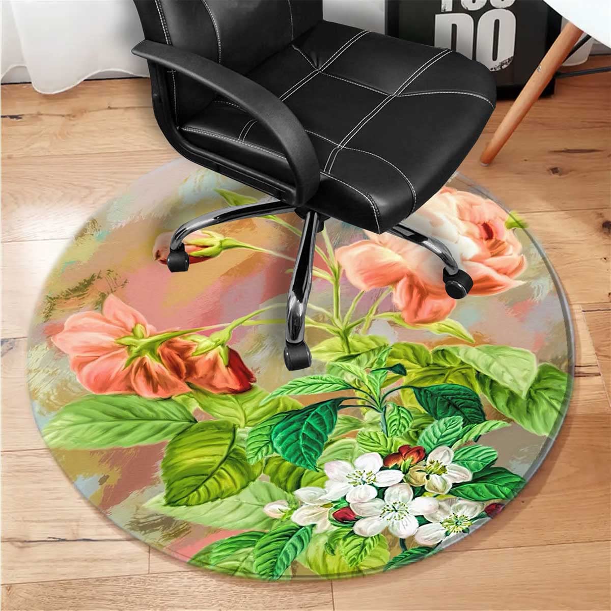 Flower Art Office Chair Mat for Carpet & Tile Floors - 37