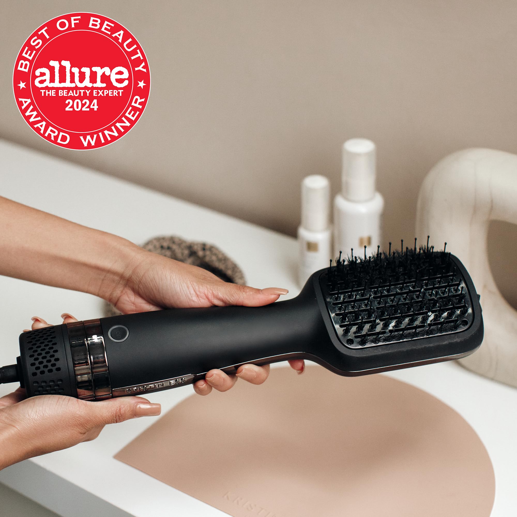 Kristin Ess Volumizing Blow Dryer Brush - Ionic Ceramic Hair Styler for Smooth Blowouts & Straightening | 3 Speed & 4 Heat Settings | Perfect for Home Salon Styling & Travel | Fast Drying with Flat Paddle Base