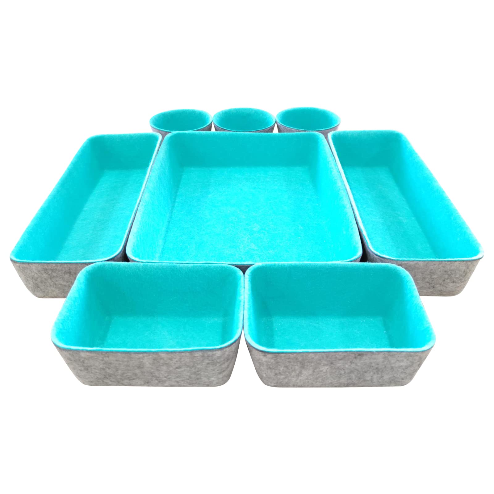 8-Piece Felt Drawer Organizer Trays Set - Blue Desk & Dresser Storage Bins for Makeup, Jewelry, Utensils | Perfect for Bedroom, Office & Kitchen Organization