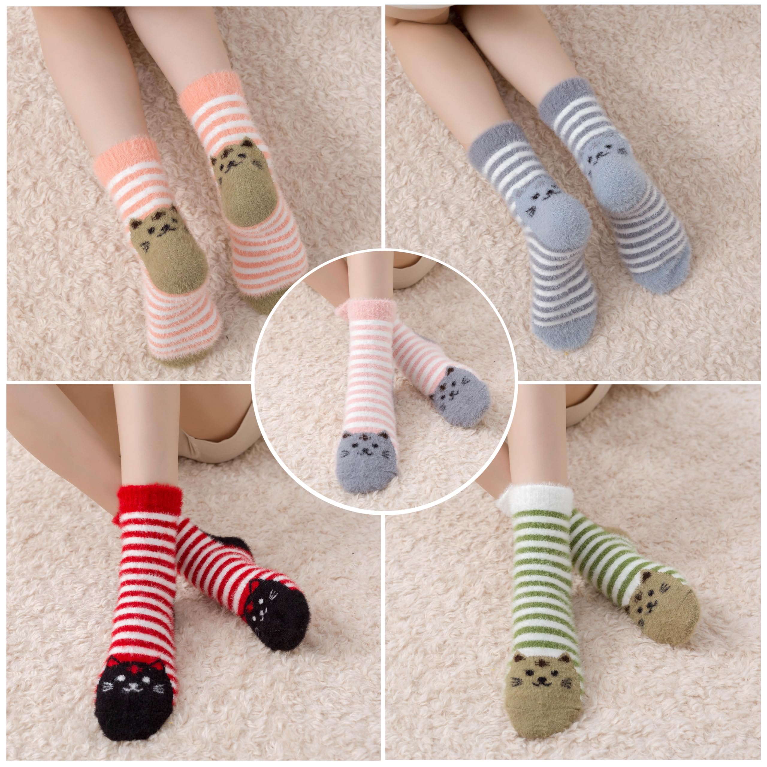 Warm Fuzzy Socks for Women - Cozy Fluffy Winter Socks with Cute Cat Design | Perfect Gift for Women & Girls | Ideal for Home, Office & Cold Weather Comfort