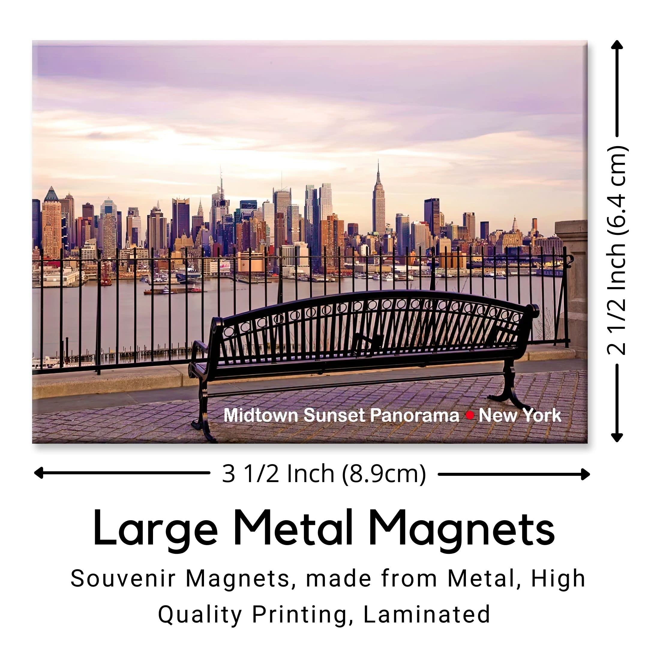New York City Photo Souvenir - Midtown Manhattan Bench View Refrigerator Magnet | NYC Skyline Fridge Decor | Perfect for Travel Memories & Home Office Decor