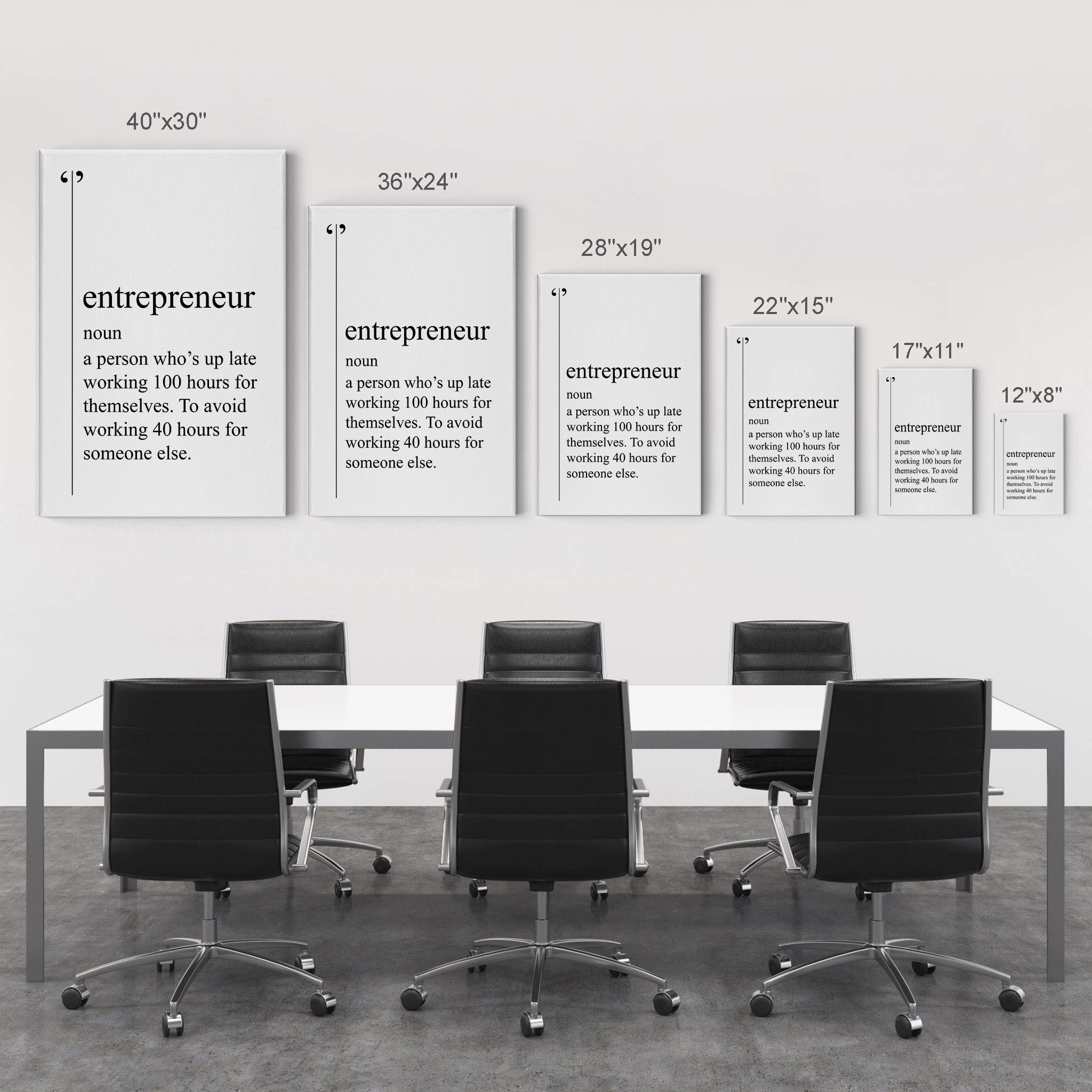 Entrepreneur Definition Motivational Canvas Wall Art - Black & White Dictionary Print Inspirational Office Decor for Living Room, Home & Gifts (40x30 Inch, Ready to Hang) | Perfect for Startup Spaces, Home Offices & Motivational Gifts