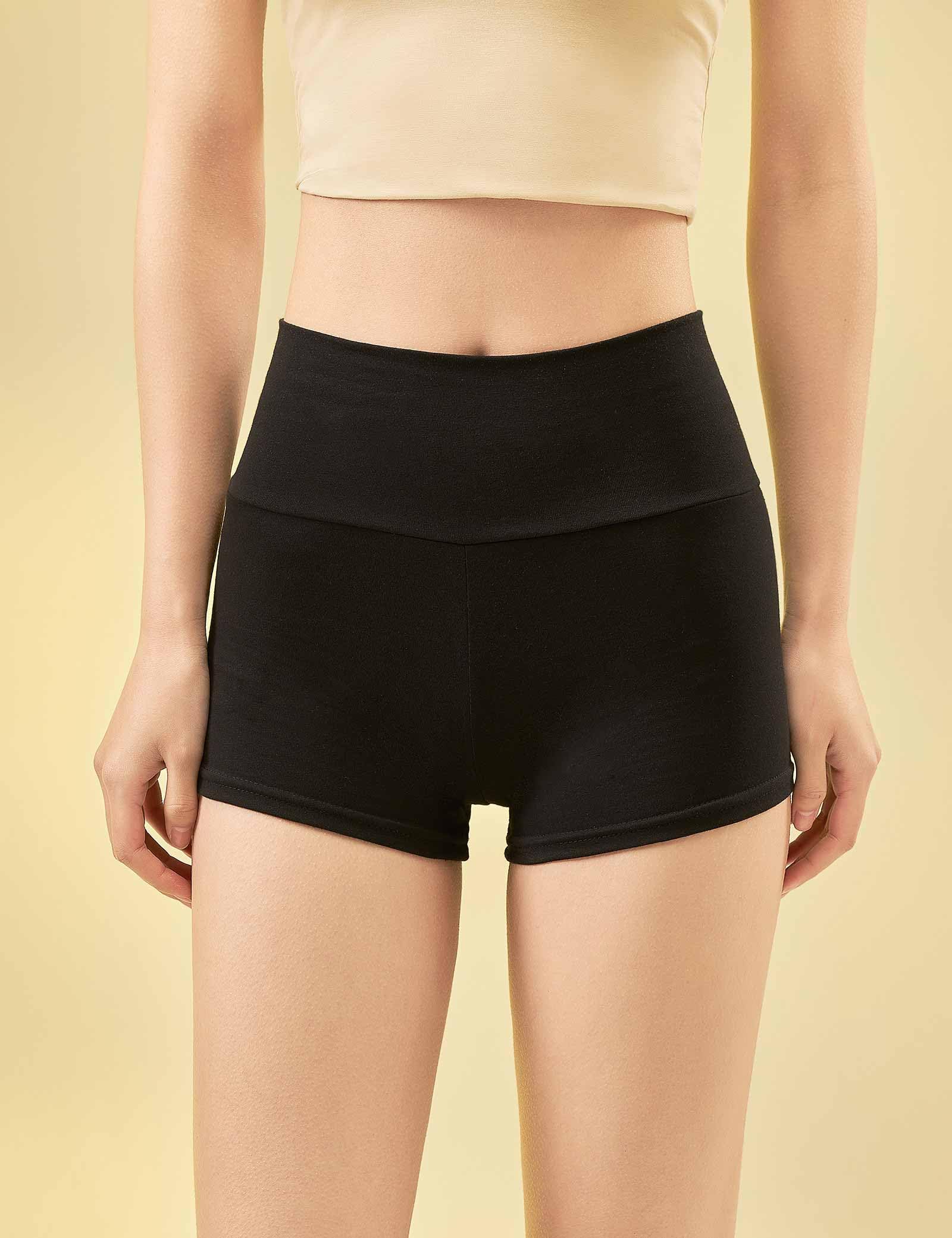 Daydance Women's Black Cotton Ballet Shorts - High Waisted Dance Shorts for Yoga, Workout, Volleyball & Gymnastics - Comfortable Stretchy Activewear for Fitness & Dance Practice