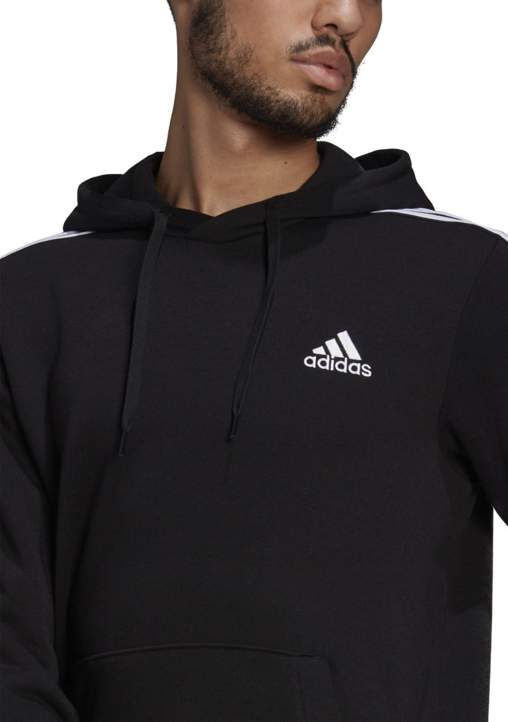 Adidas Men's Essentials Fleece Hoodie with 3 Stripes - Soft Warm Pullover for Casual Wear, Gym & Outdoor Activities