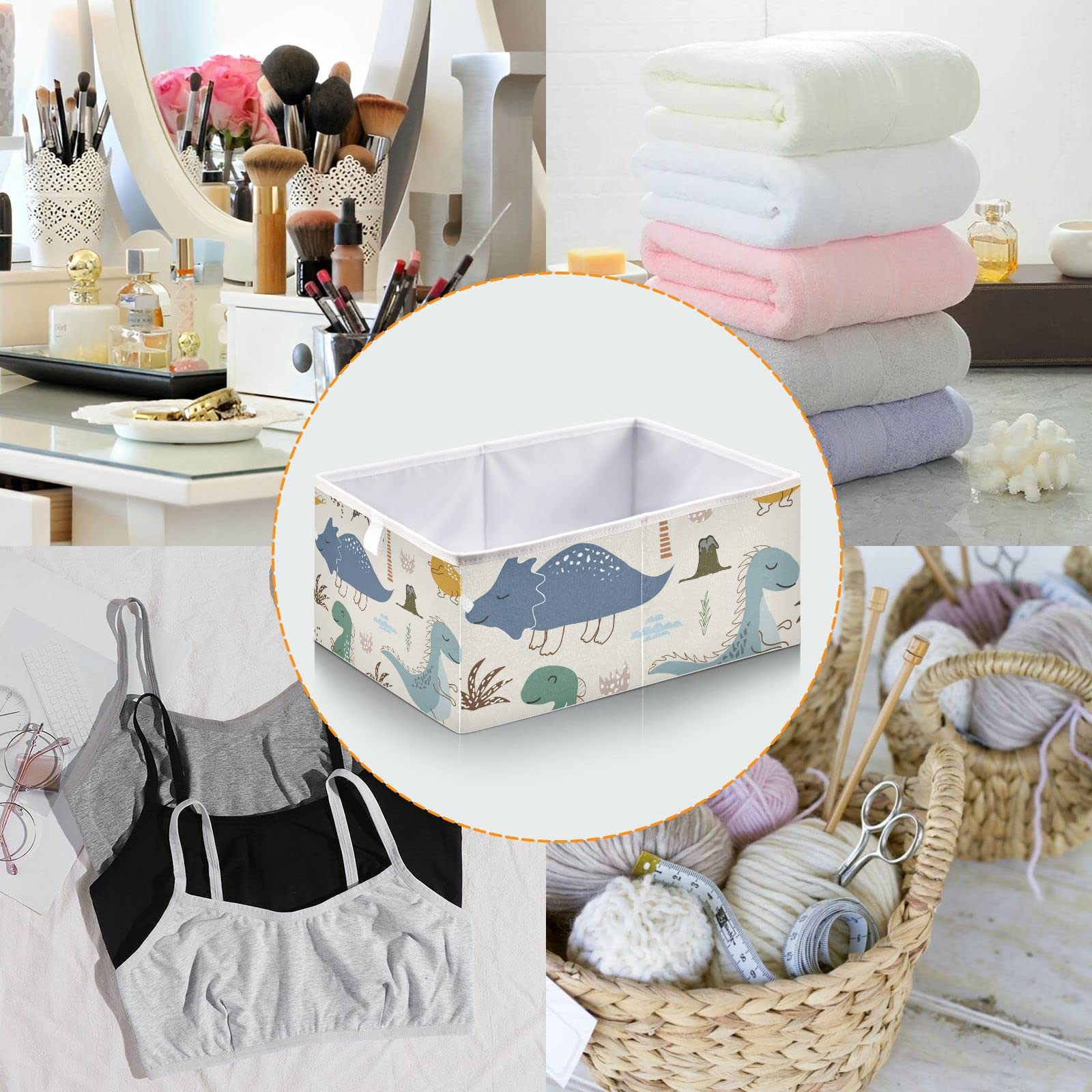 Dinosaur Storage Basket - Collapsible Cloth Bin for Home, Kitchen & Office Organization