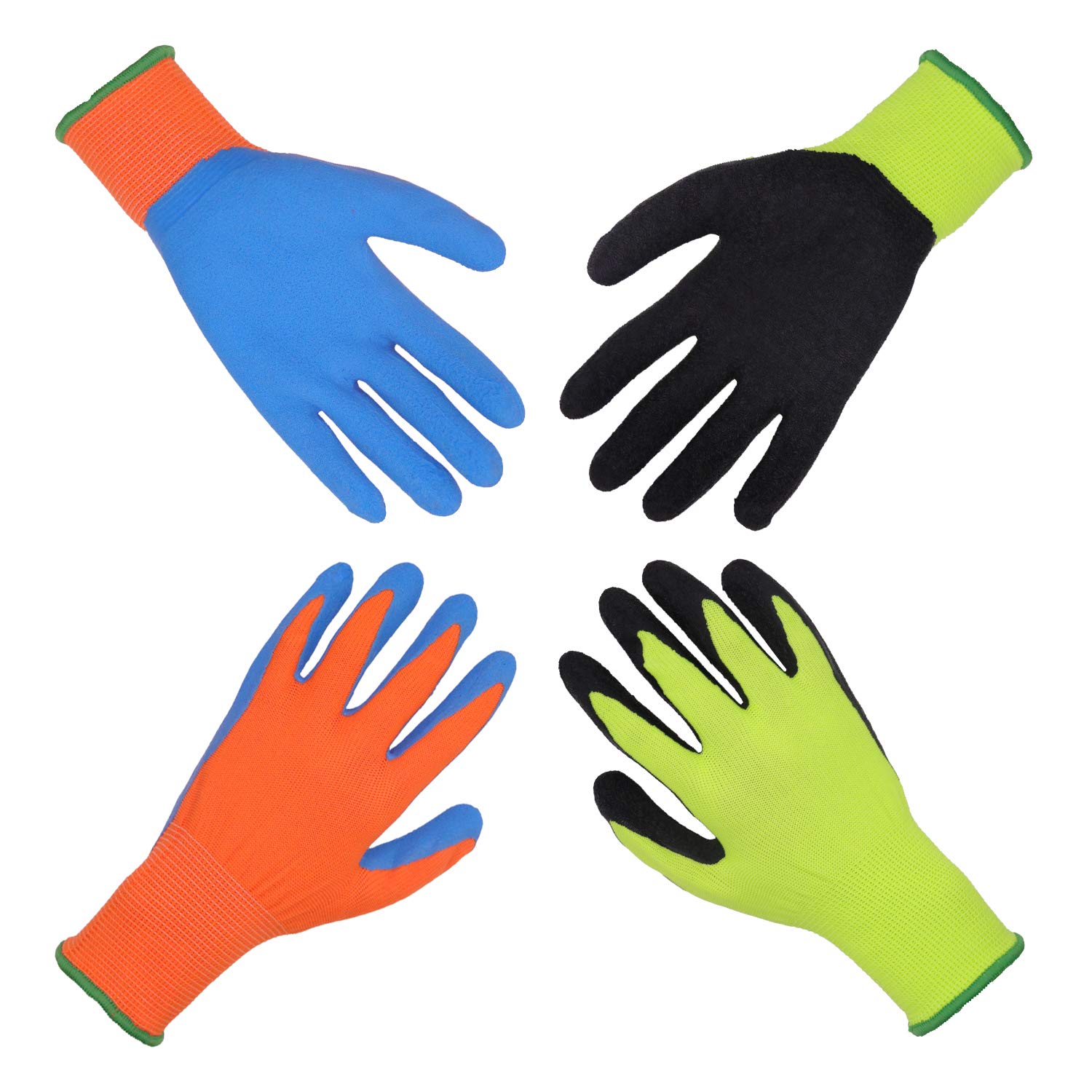 HANDLANDY Kids Gardening Gloves for Boys & Girls Ages 3-13 - 2 Pairs Foam Rubber Coated Children's Garden Gloves (Size 2 for 3-4 Year Olds) - Perfect for Planting, Weeding & Outdoor Play