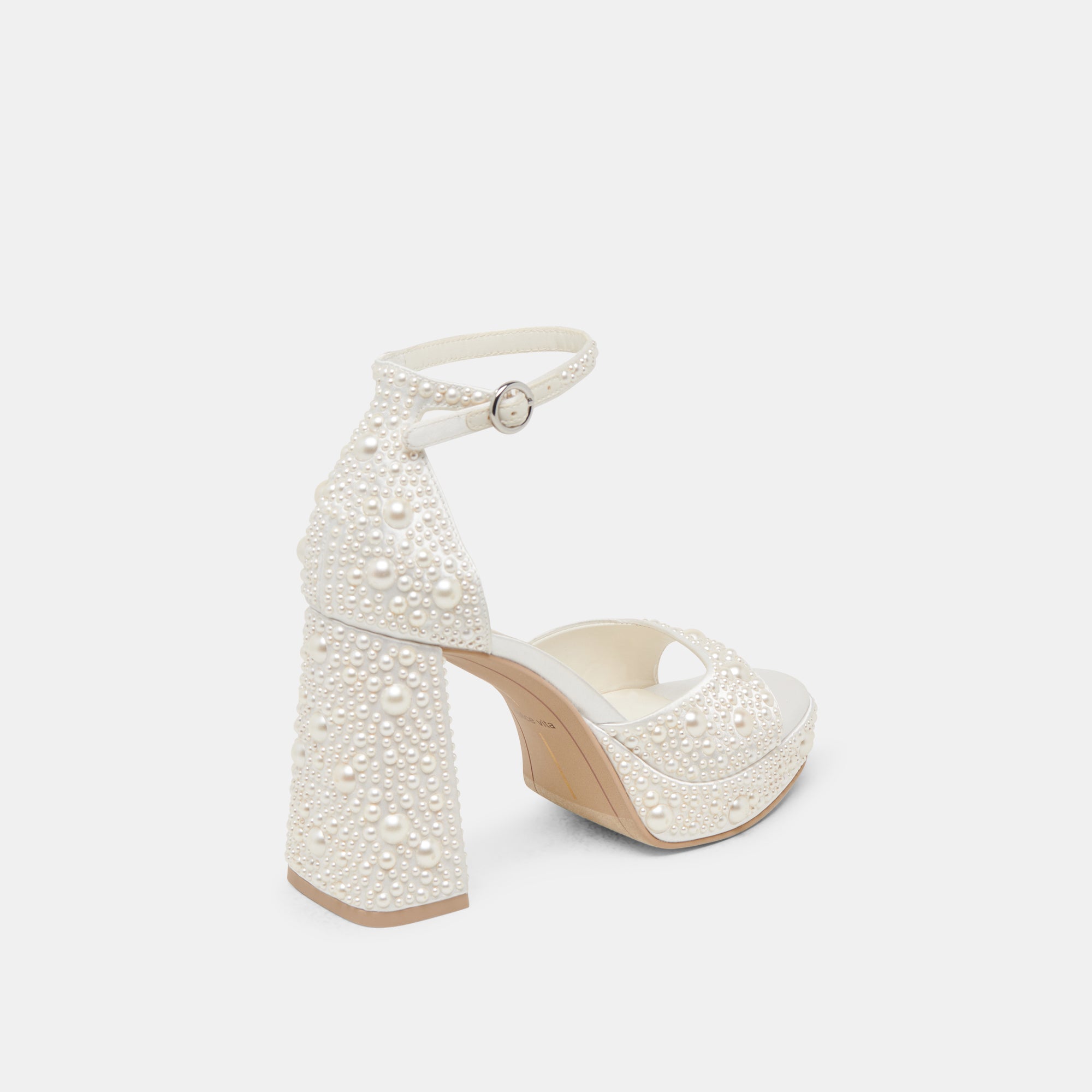 PANDRO PEARL Wide Heels for Women - True White Satin Wedding Shoes | Elegant High Heels for Bridal, Prom, Party & Special Occasions