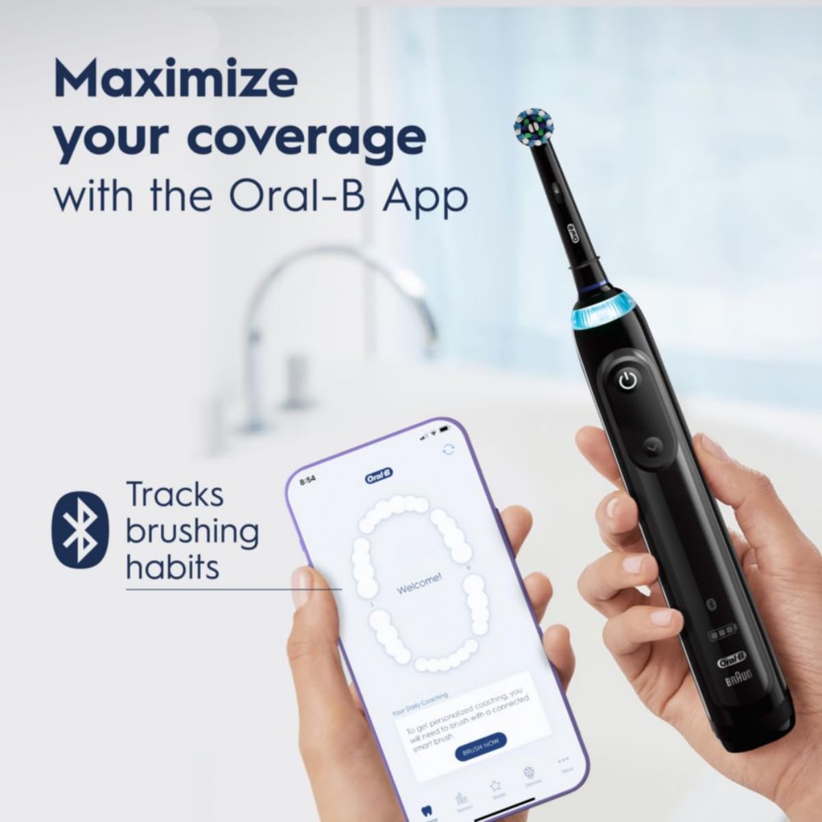 Oral-B Pro 5000 SmartSeries Electric Toothbrush with Bluetooth - Rechargeable Black Toothbrush for Adults | Smart Tracking & Pressure Sensor | Perfect for Travel & Daily Oral Care