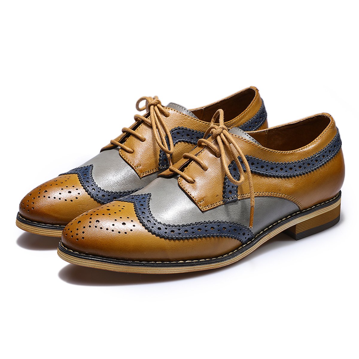 Handmade Leather Wing Tip Oxford Brogue Shoes for Women - Classic Lace-Up Derby Style for Office, Business & Formal Occasions