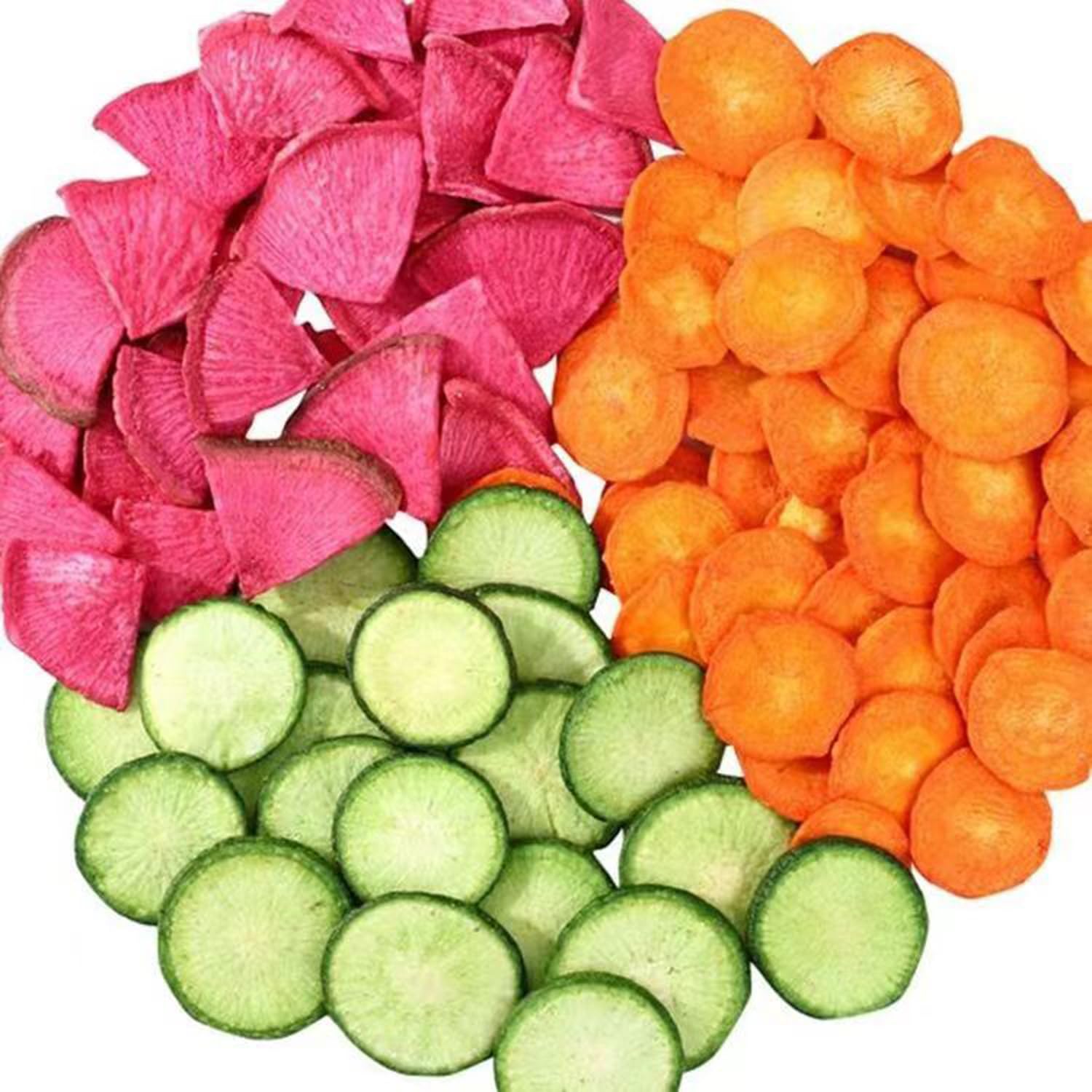 Crunchy Mixed Radish Chips - 7.76oz (220g) Dried Vegetable Snack with Carrot, Green & Red Radish | Healthy Vegan Gluten-Free Snacks | Perfect for Holidays, Parties & On-the-Go