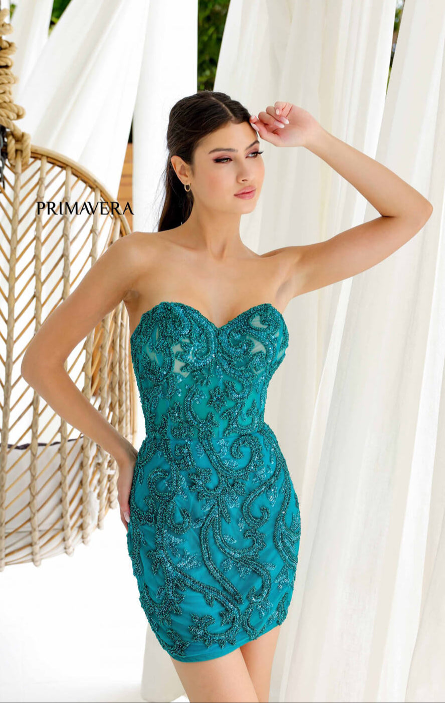 Primavera Corset Beaded Mini Dress - Elegant Lace-Up Party Dress for Women | Perfect for Cocktail Parties, Date Nights & Special Occasions