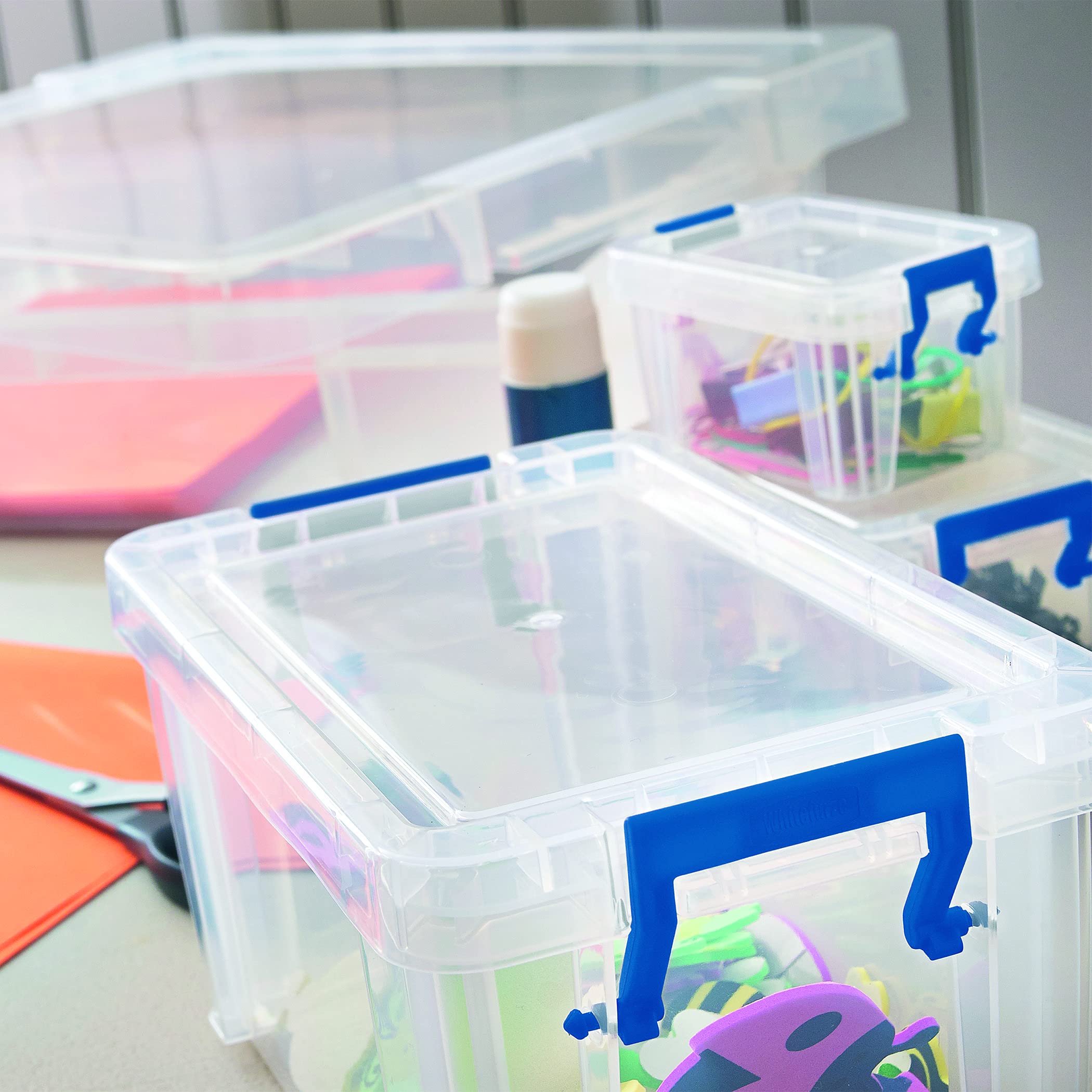 Bankers Box ProStore 10L Plastic Storage Container with Lid - 15.5 x 39.5 x 25.5 cm - Durable Stackable Organizer for Office Files, Home Organization & Document Storage
