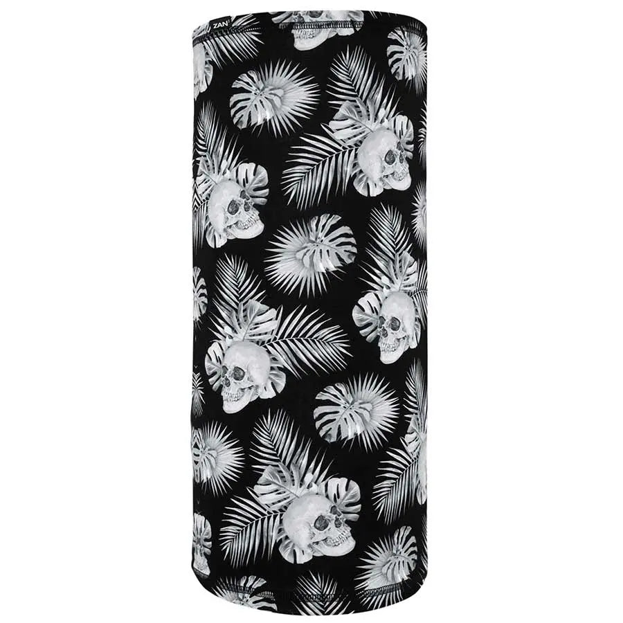 ZANheadgear Skull and Palm Leaves Motley Tube Scarf - Stylish Bandana for Men & Women - Perfect for Outdoor Activities, Concerts, and Festivals