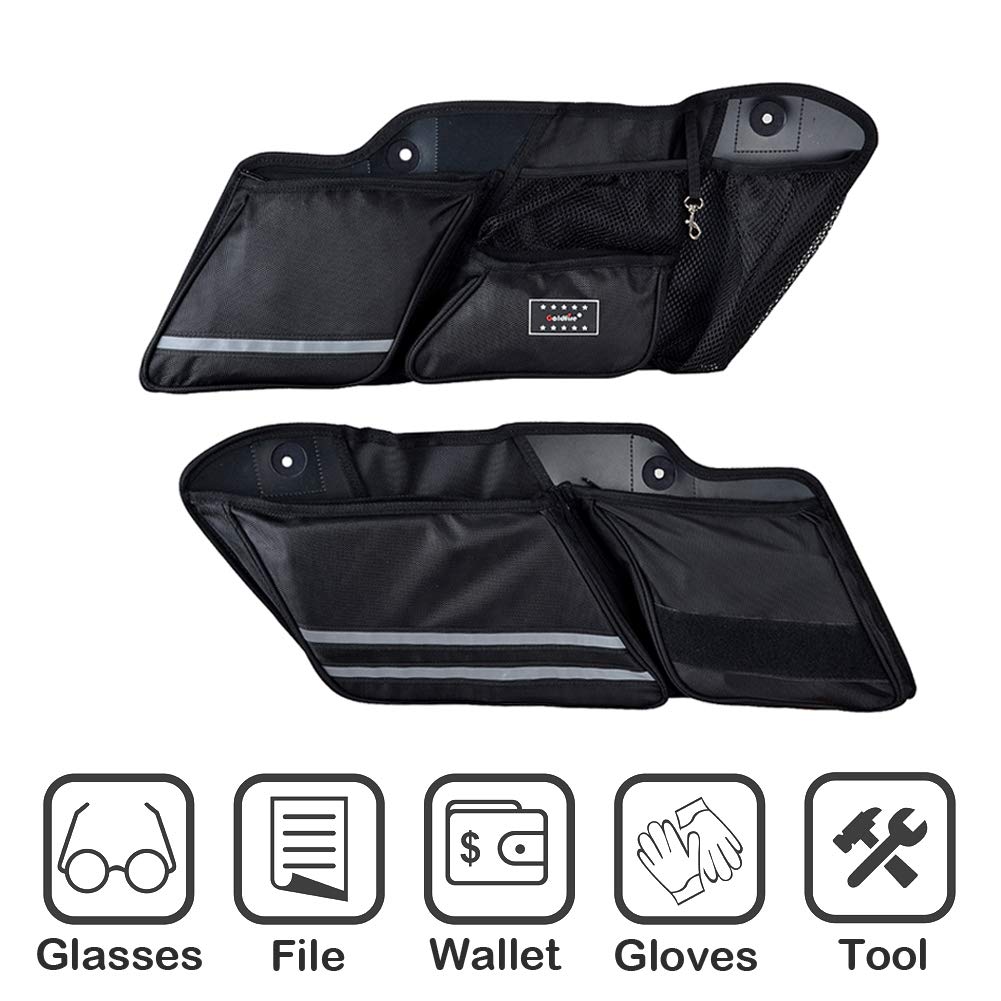 2PCS Hard Saddlebag Organizers for Harley Street Glide/Road King/Road Glide/Electra Glide 2014-2020 - Black Motorcycle Side Bag Organizers - Perfect for Road Trips & Daily Commuting