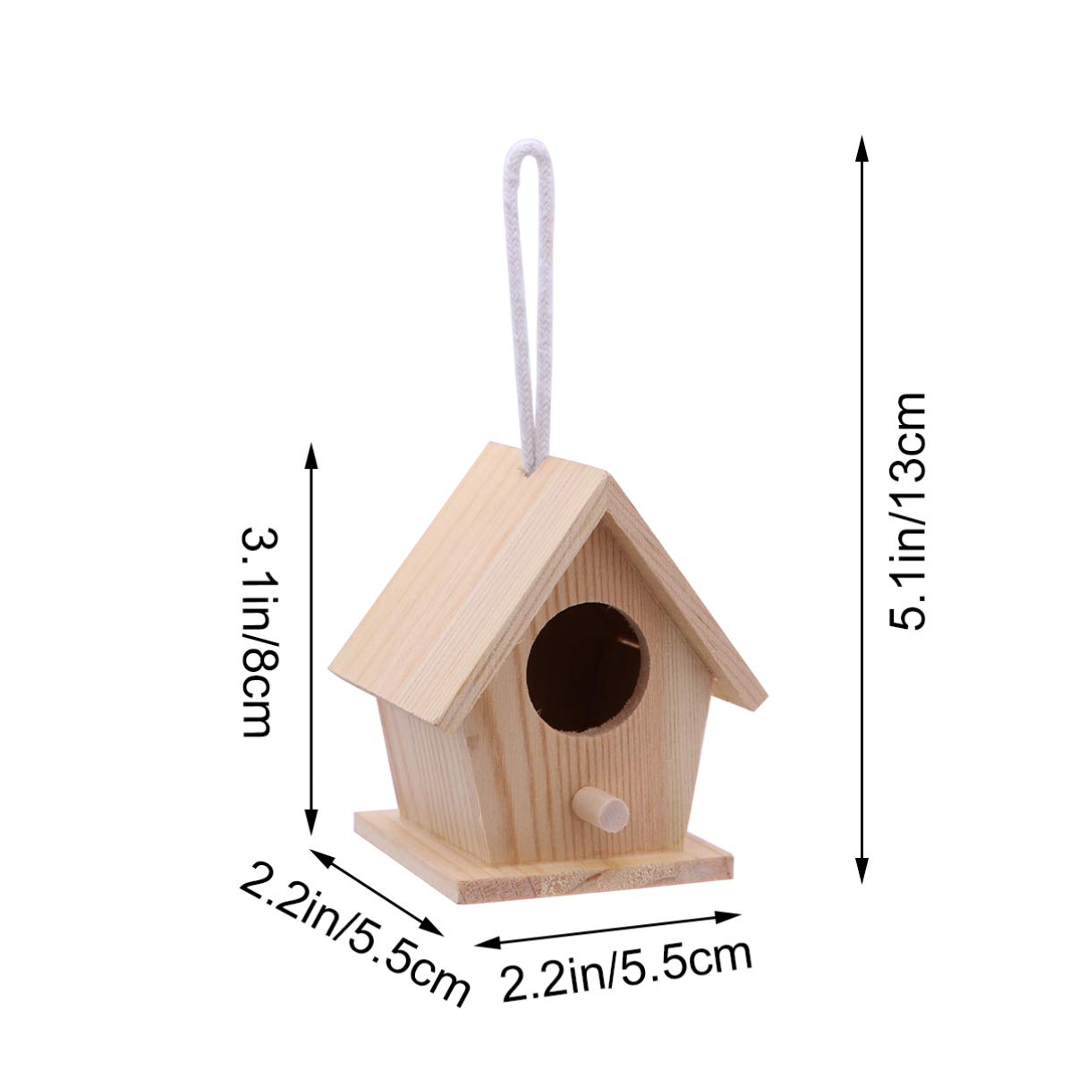 EXCEART Mini Hanging Bird House - Wooden Log Cabin Decor for Parrots, Crafts & Kids Room | Outdoor Garden Ornament, DIY Home Decoration, Unique Gift Idea for Bird Lovers
