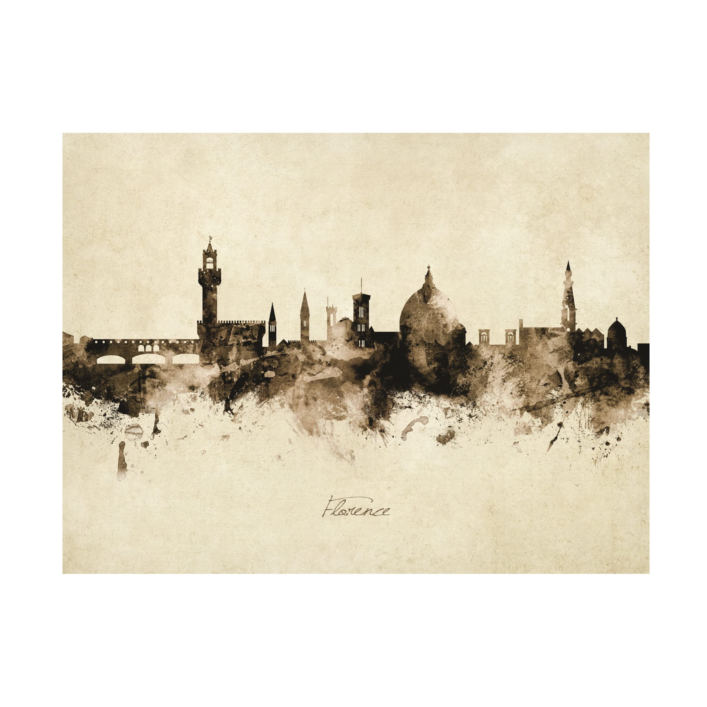 Michael Tompsett Florence Italy Skyline Vintage Canvas Art Print - Premium Wall Decor for Living Room, Bedroom & Office