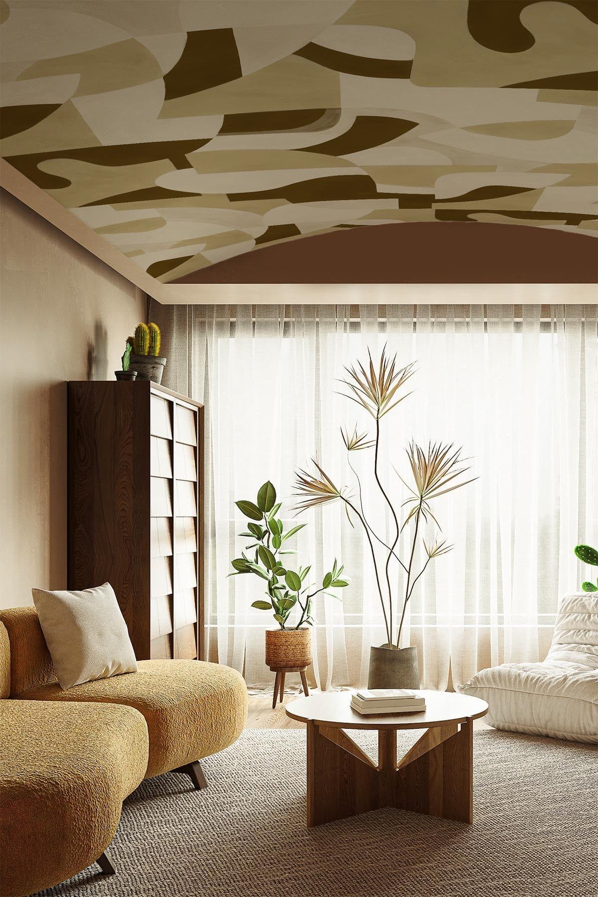 Modern Geometric Wall Art - Olive Green Abstract Canvas Painting for Living Room, Bedroom & Office Decor